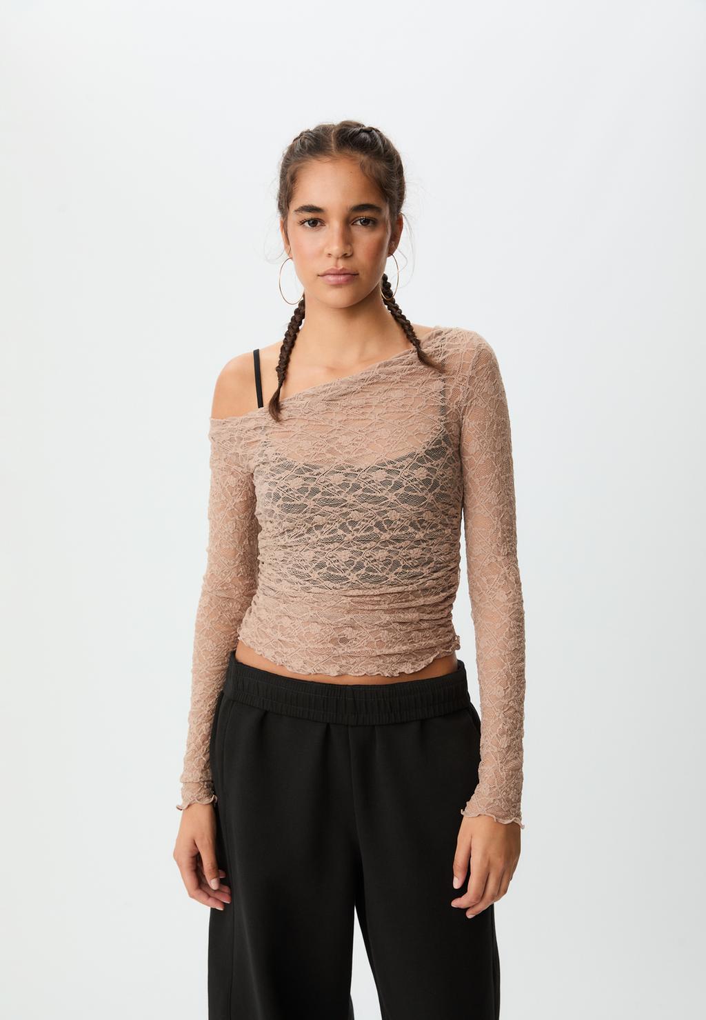 Draped lace top