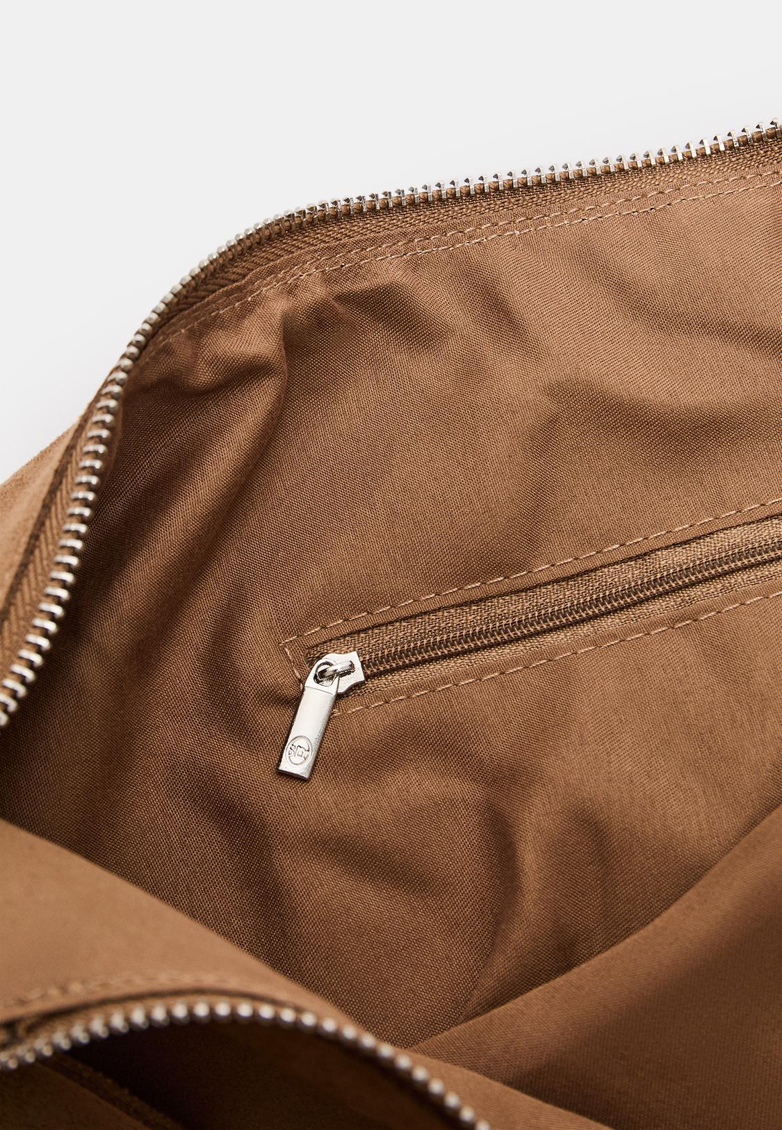 Faux suede maxi shoulder bag Women's fashion Stradivarius