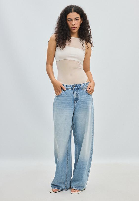 Stradivarius Mouwloze Mesh Body Vanille Xl