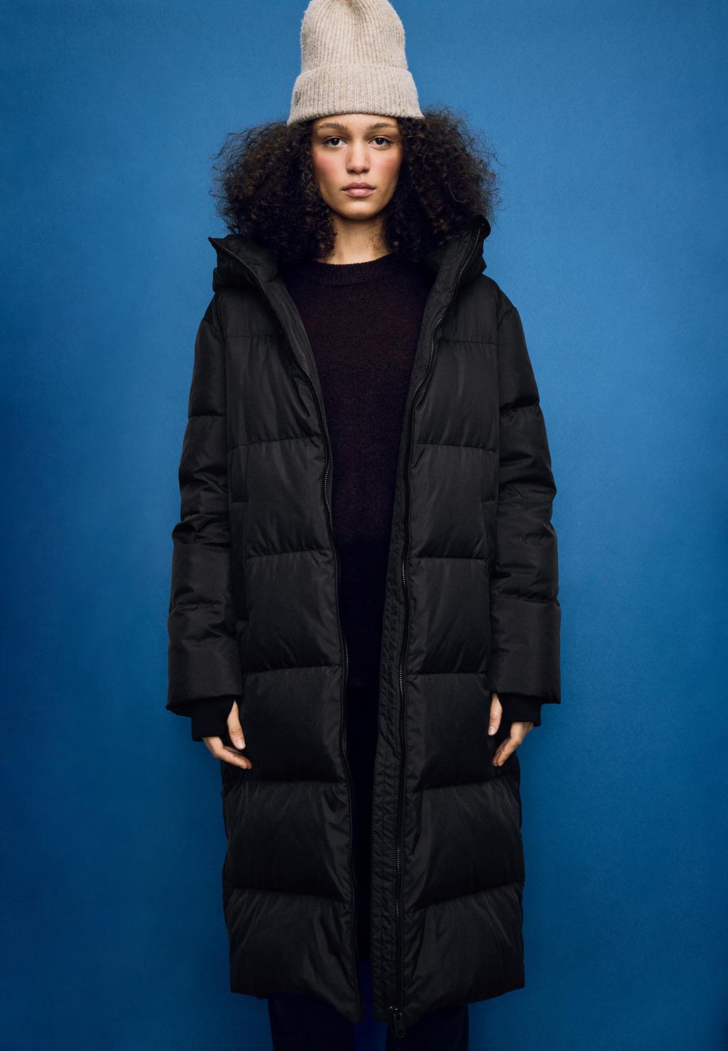 Abrigo acolchado largo plumas