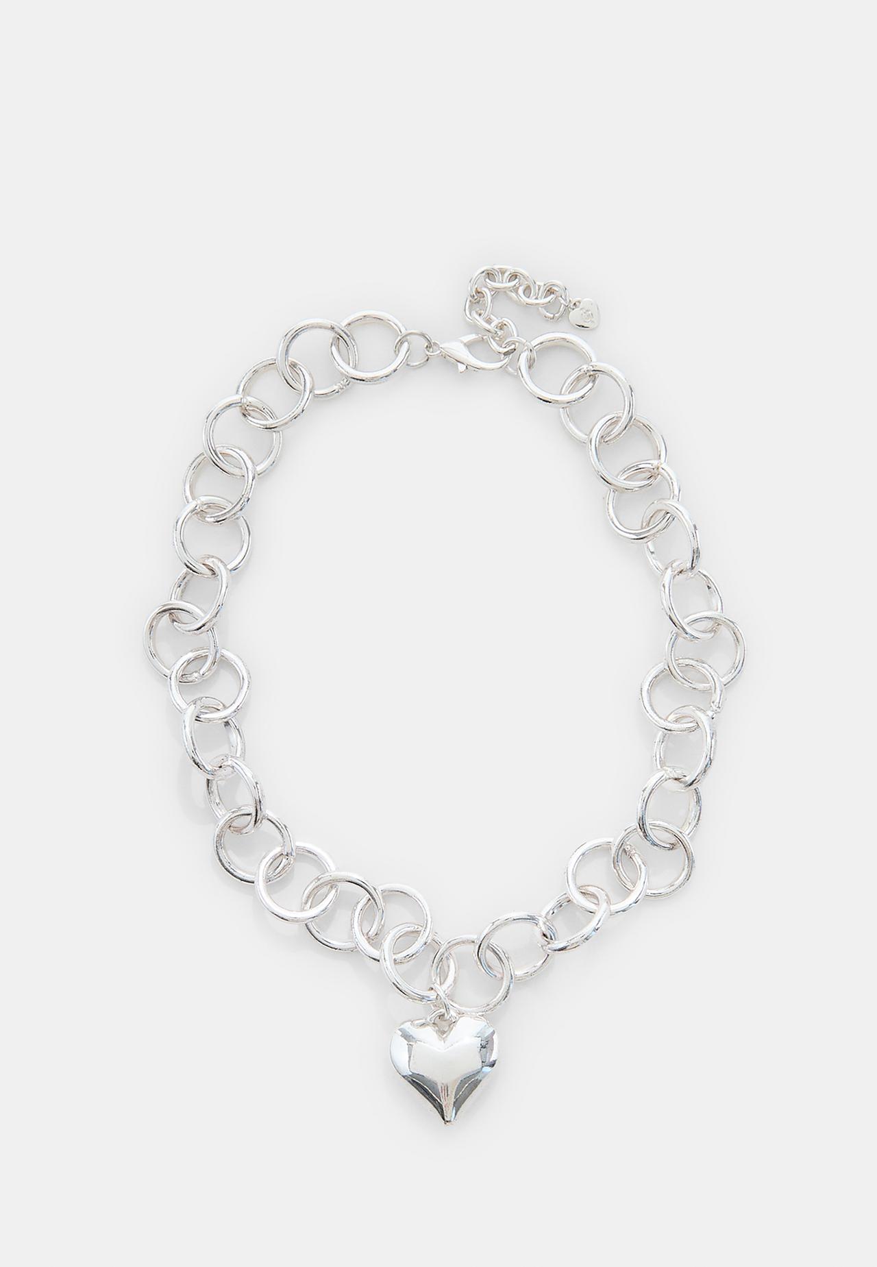 Heart chain necklace — Grey