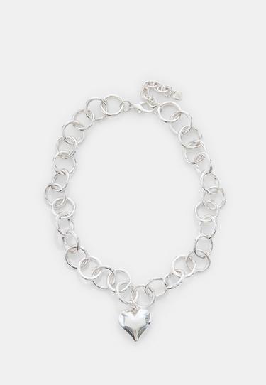 Heart chain necklace — Grey 1