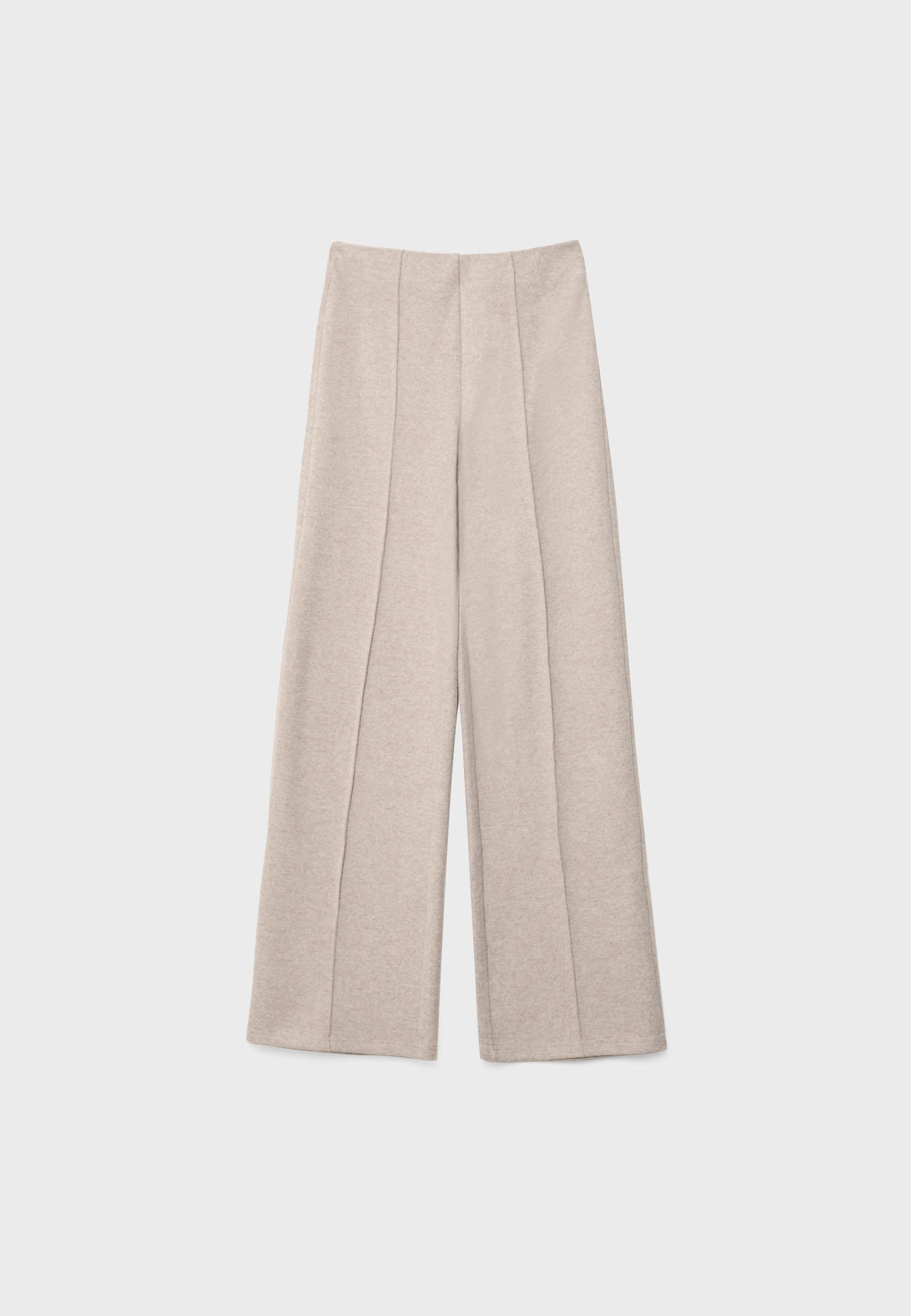 Knit trousers with seam detail — Beige melange