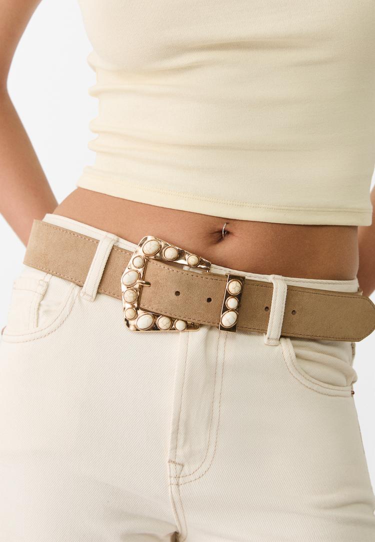 cinturon hebilla piedras