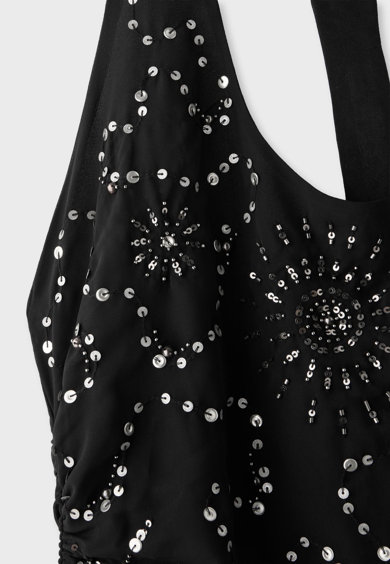 Short rhinestone dress — Black
