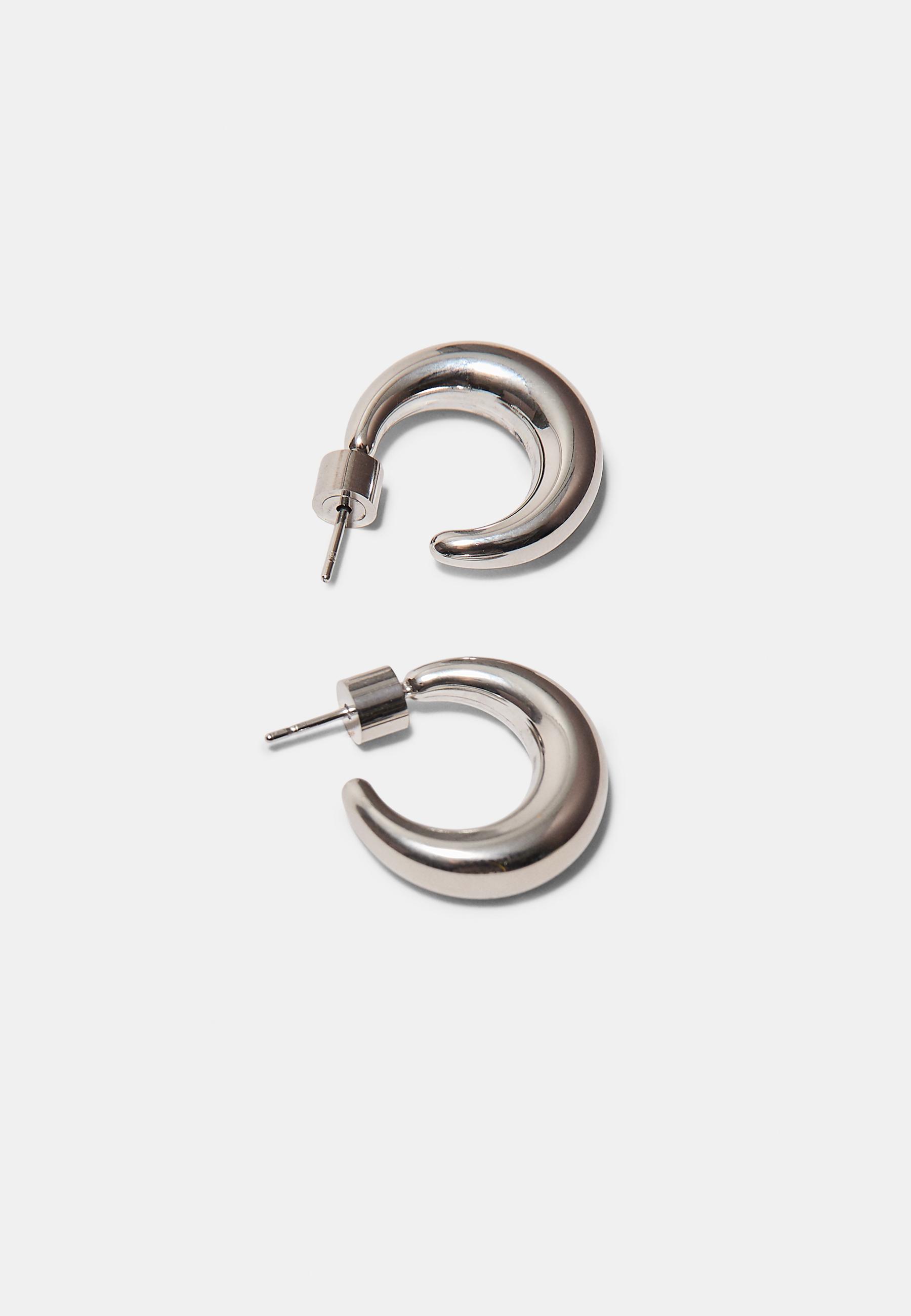 Set of 2 chunky waterproof hoop earrings — Grey