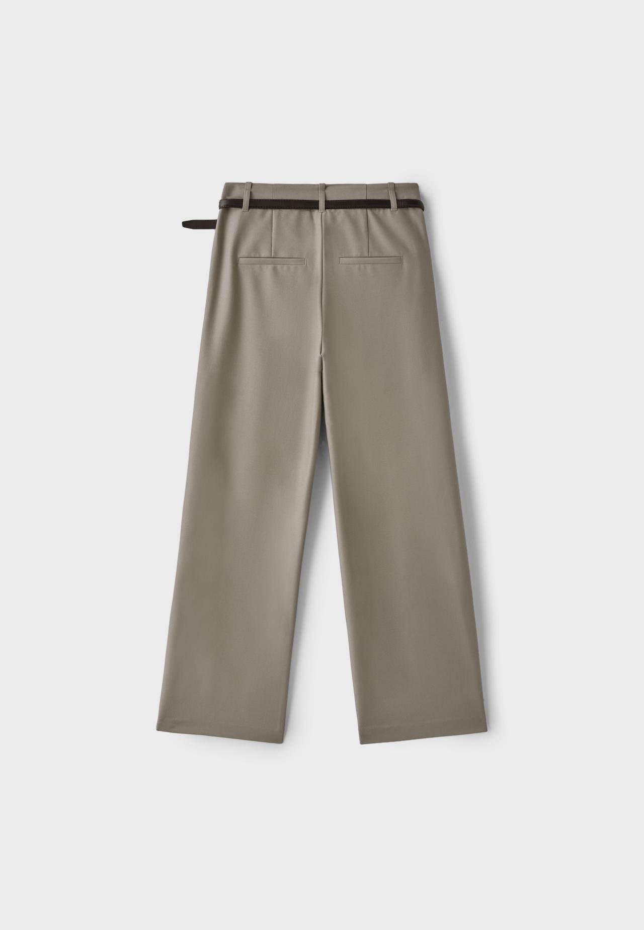 Flowing straight smart trousers with belt — Brown