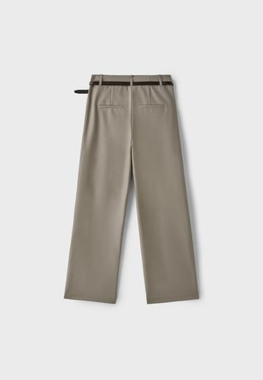 Flowing straight smart trousers with belt — Brown 8