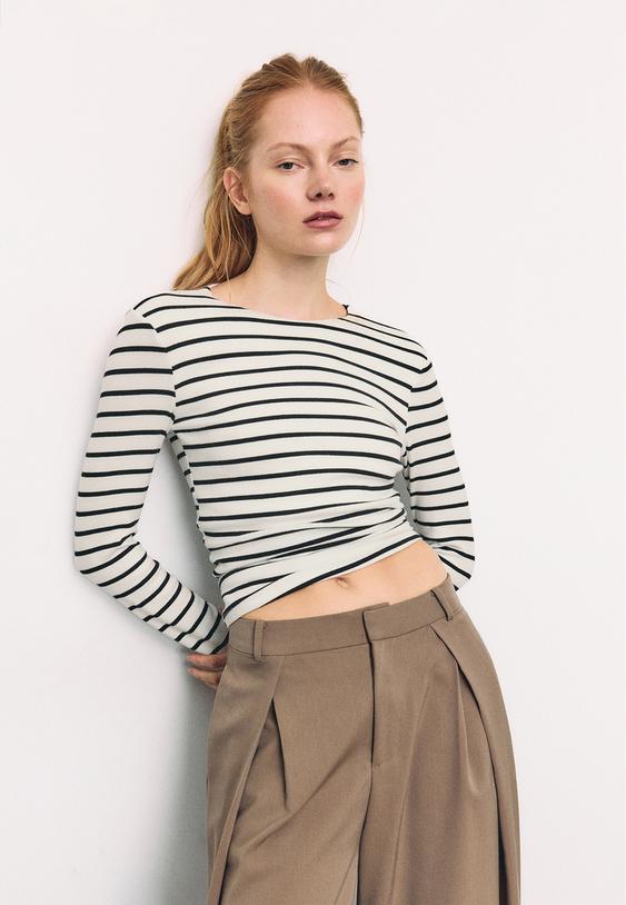 camiseta basica manga larga rayas