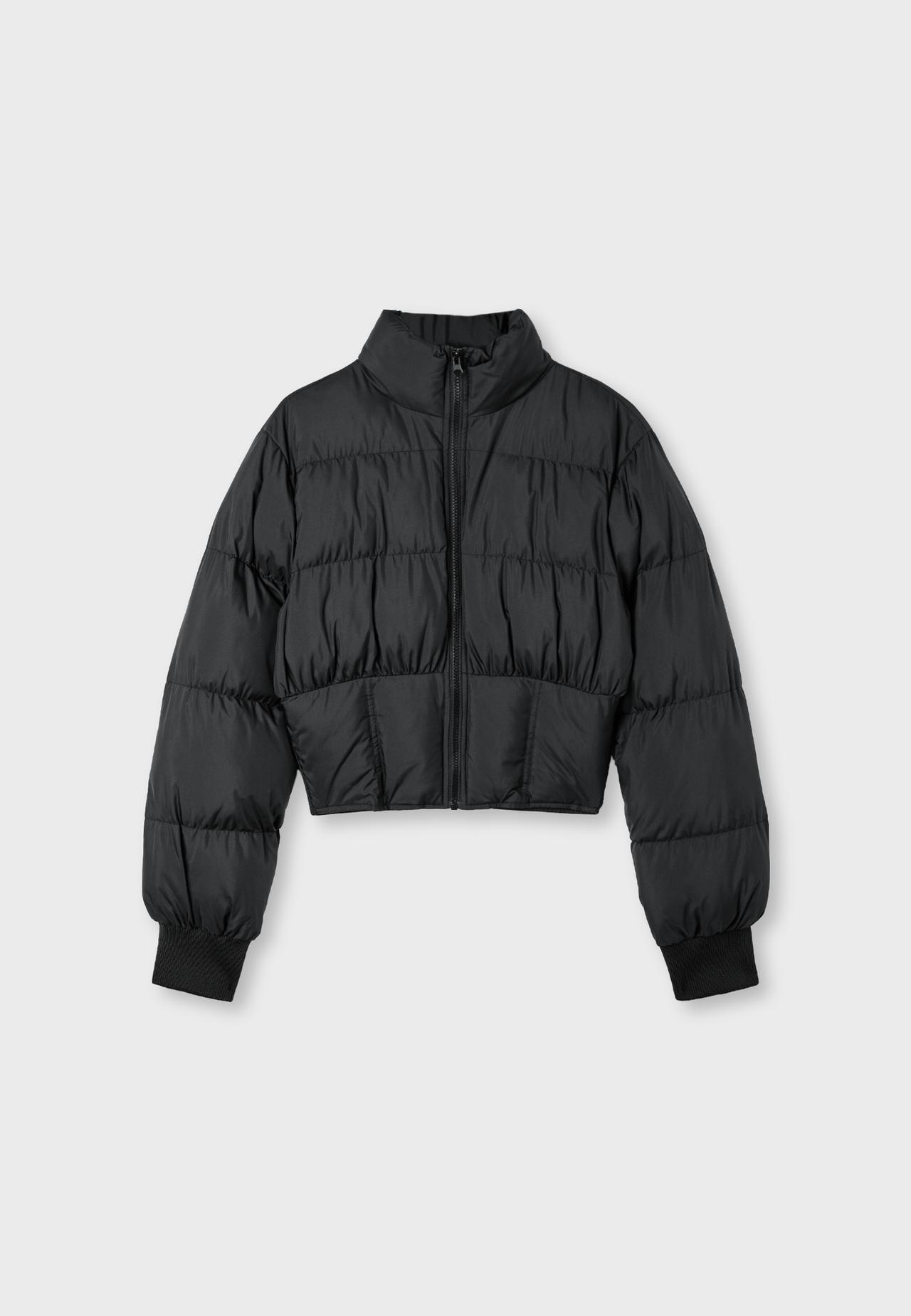 Corset detail puffer jacket — Black