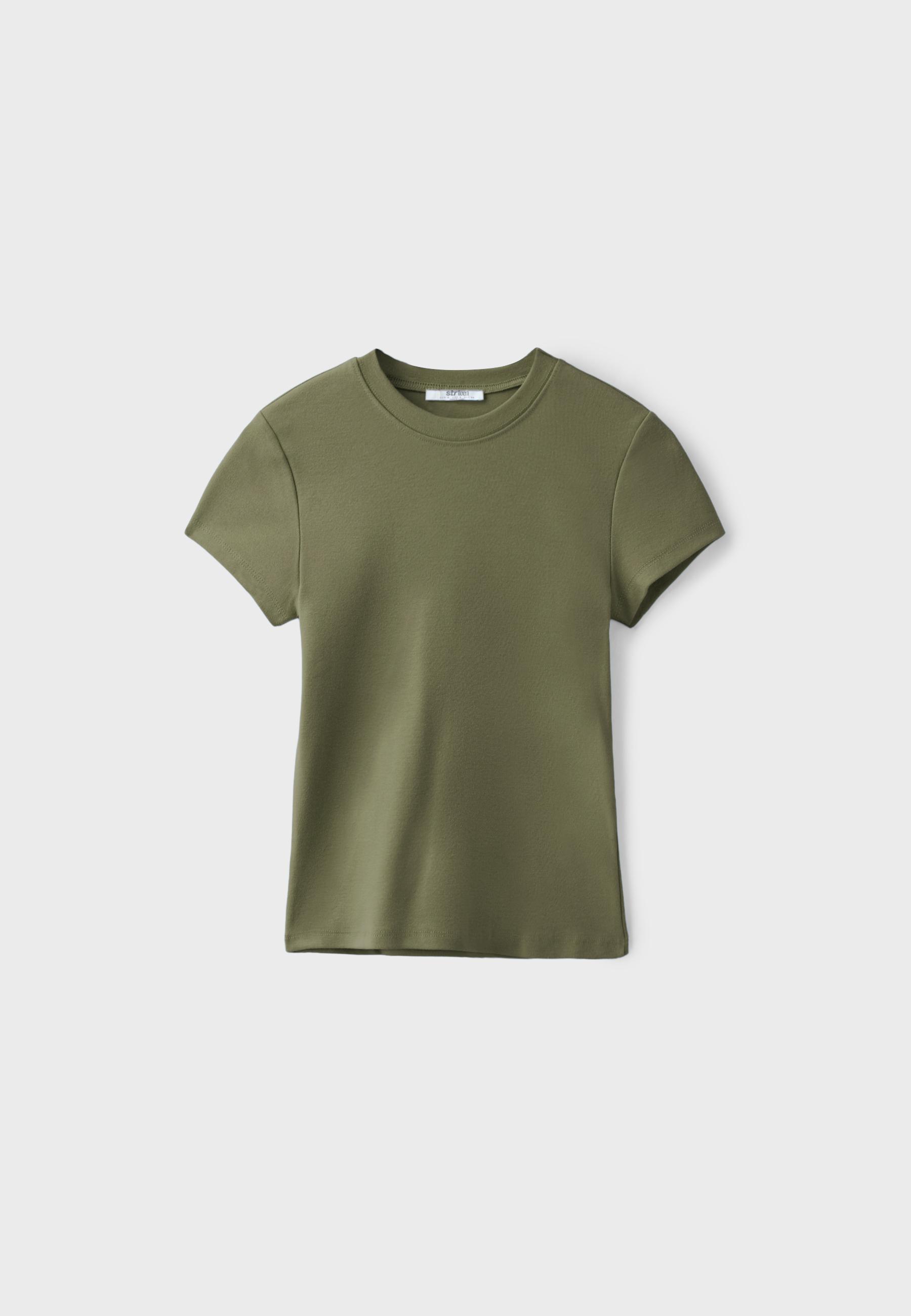Basic round neck short sleeve T-shirt — Khaki