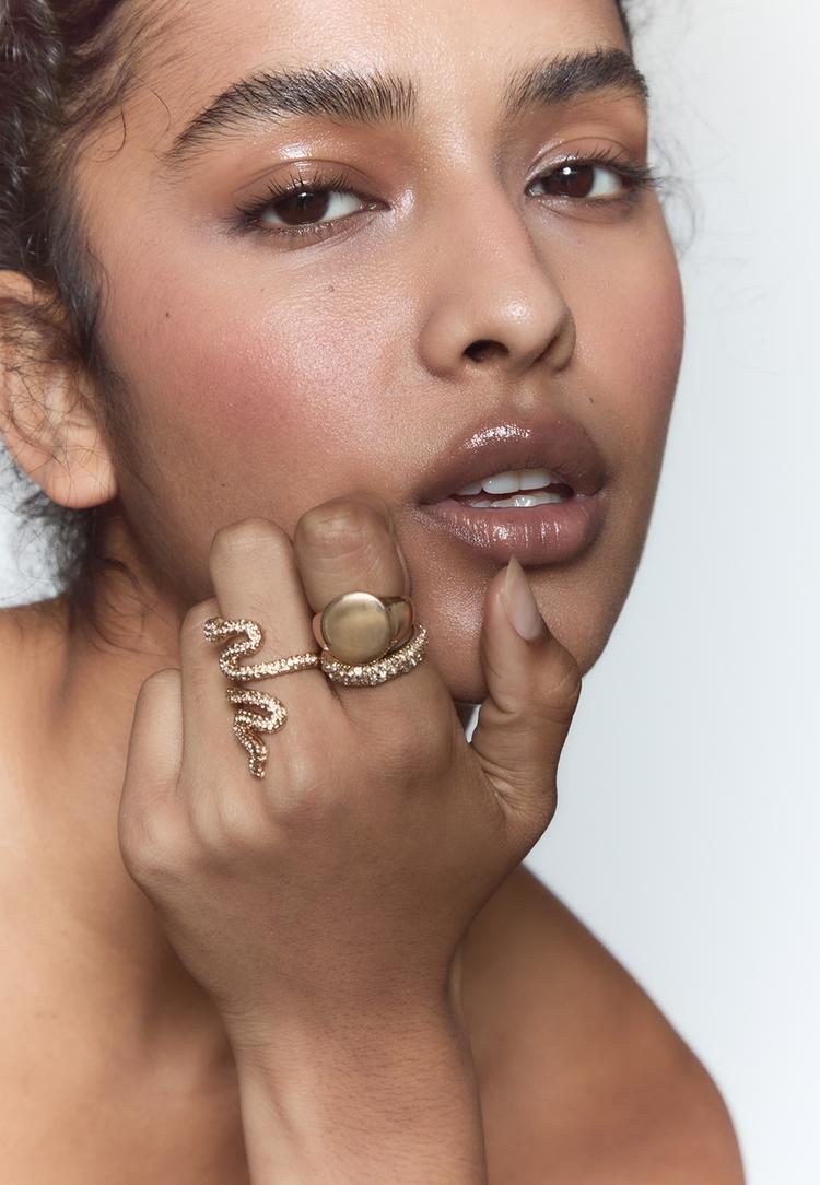 set 3 anillos serpiente y brillos