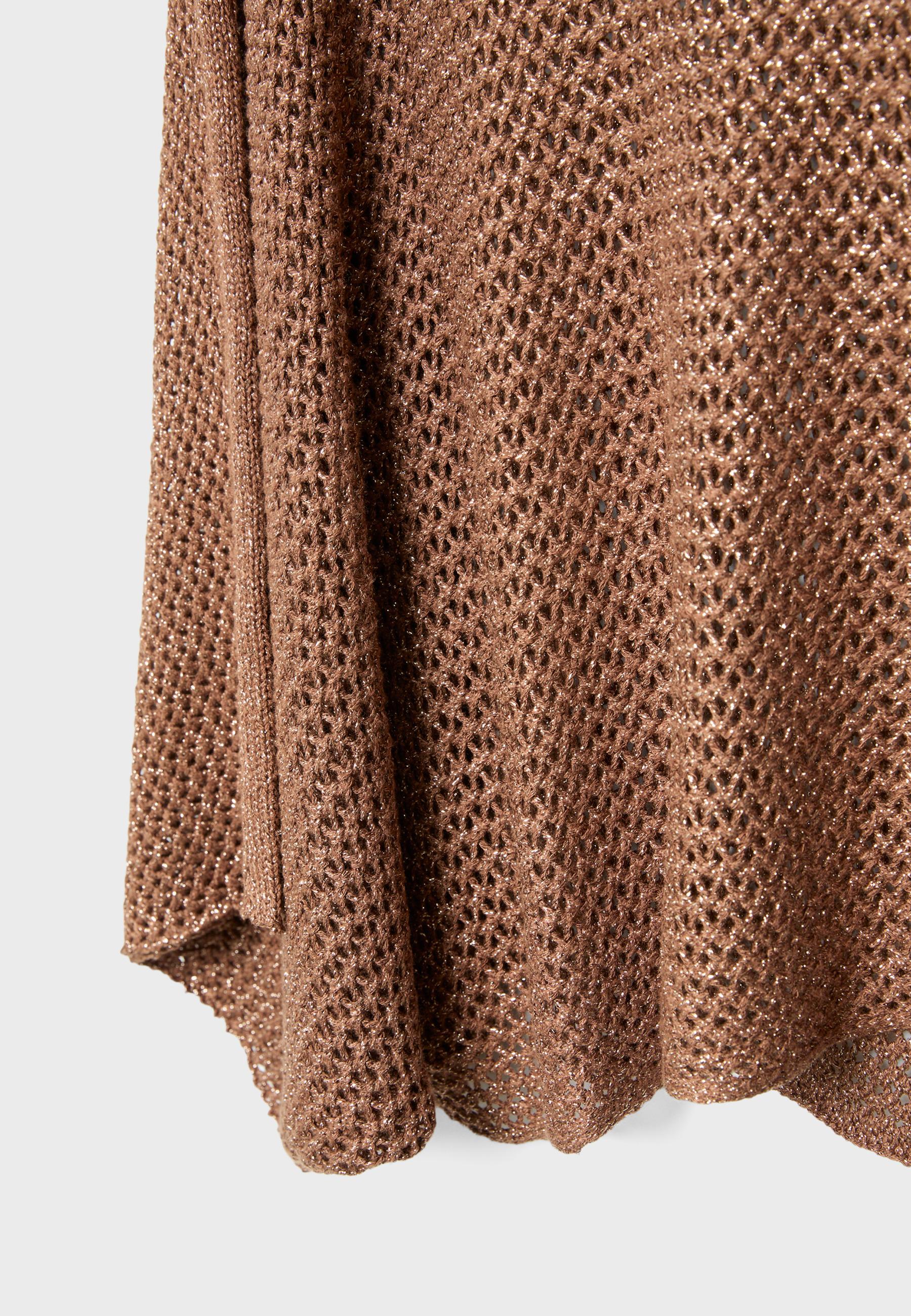 Metallic knit cape — Brown