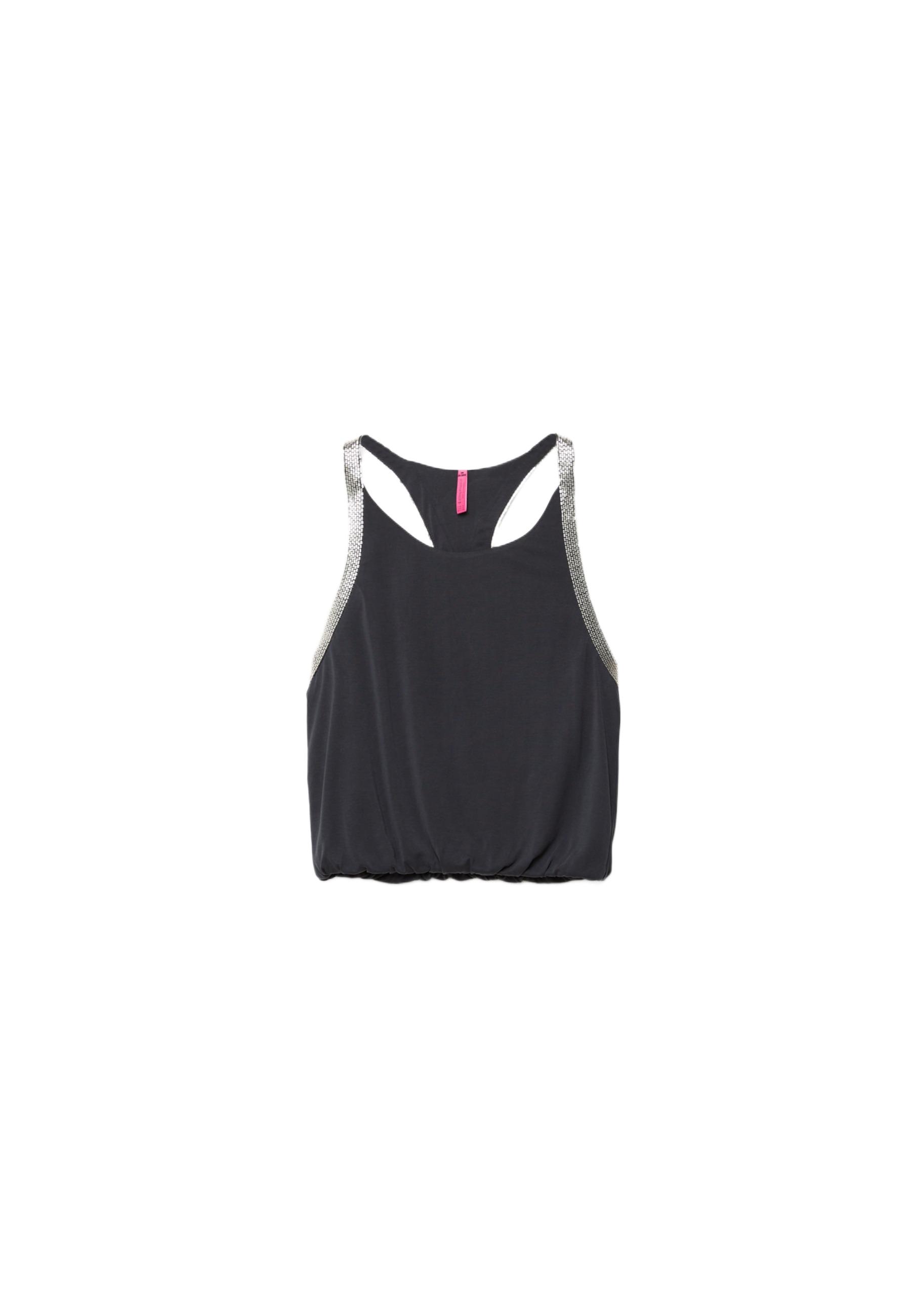Cupro T-shirt with rhinestones One Dilemma — Black