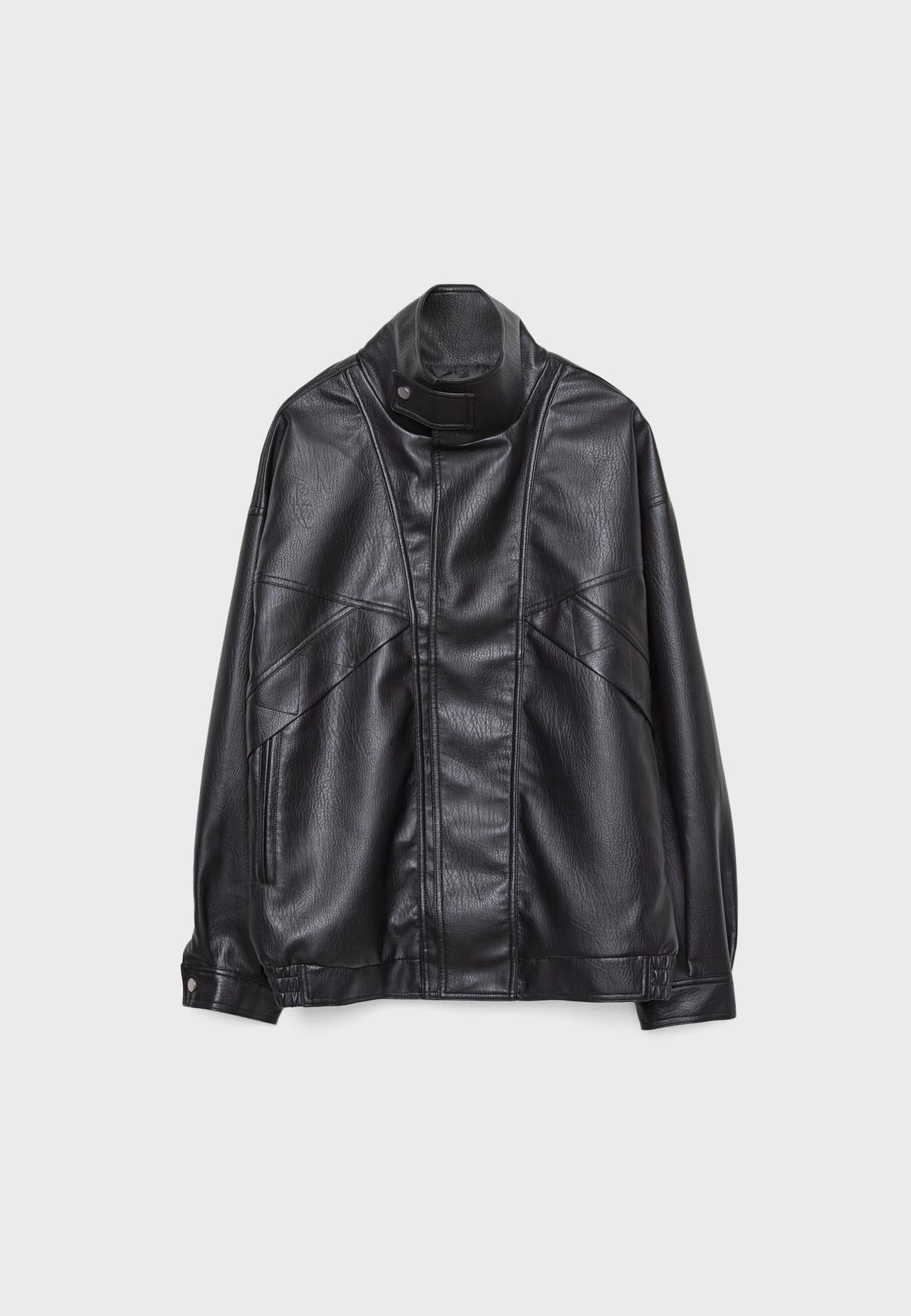 Oversize leather effect jacket — Black