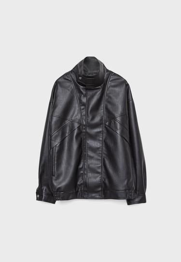 Oversize leather effect jacket — Black 7