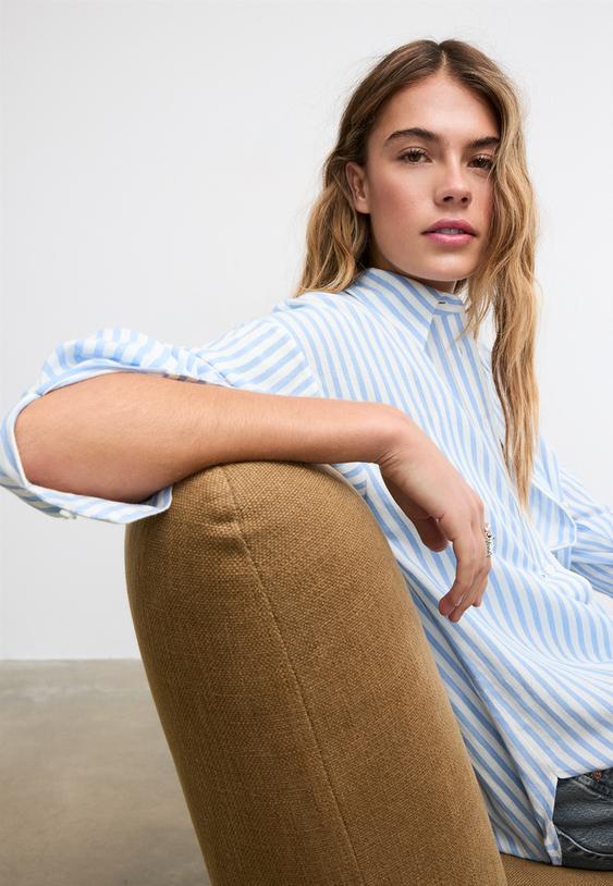 camisa fluida efecto lino