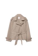 Kemerli ve dökümlü kısa trençkot - Görsel 15