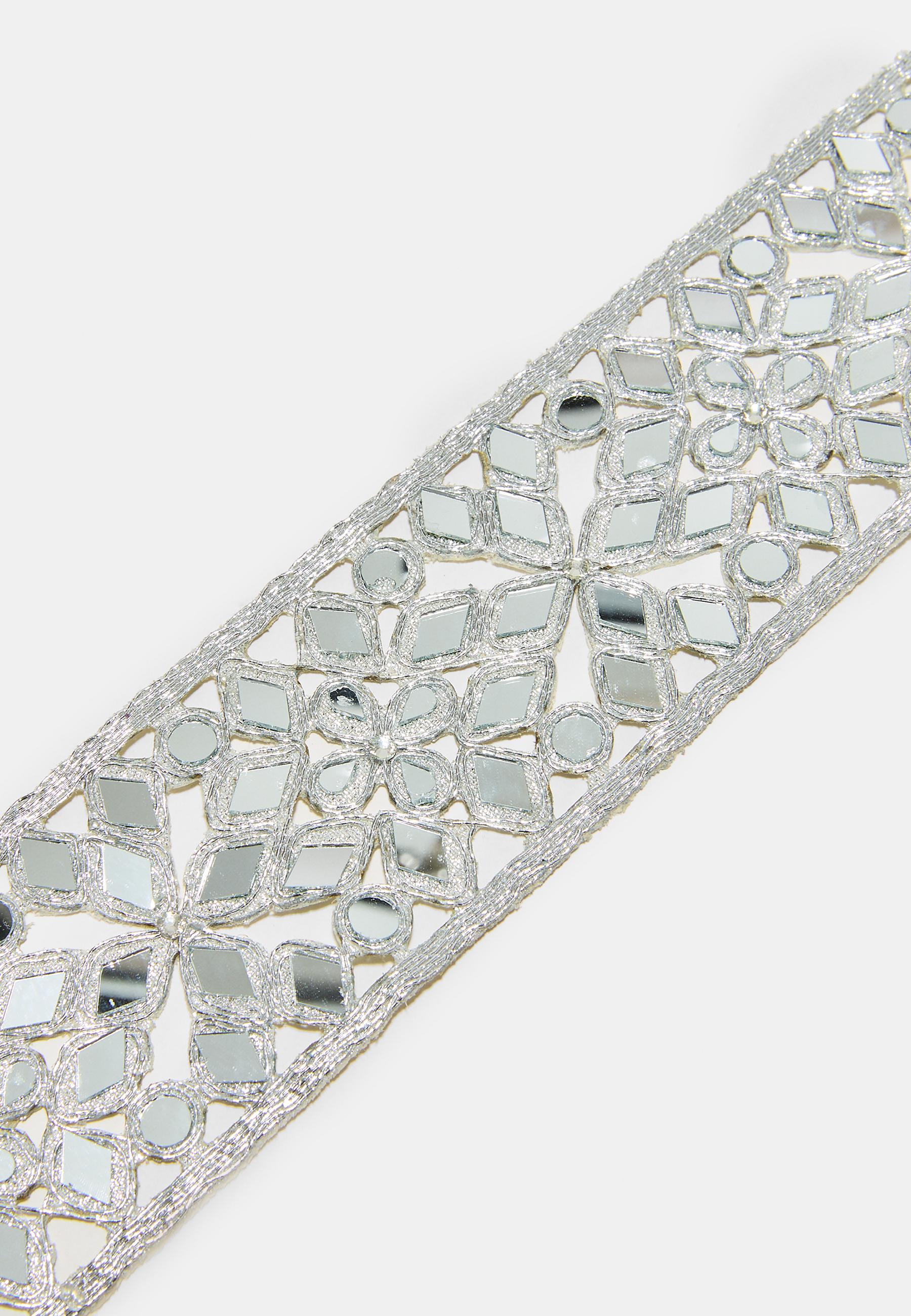 Belt with mirror appliqués — Grey