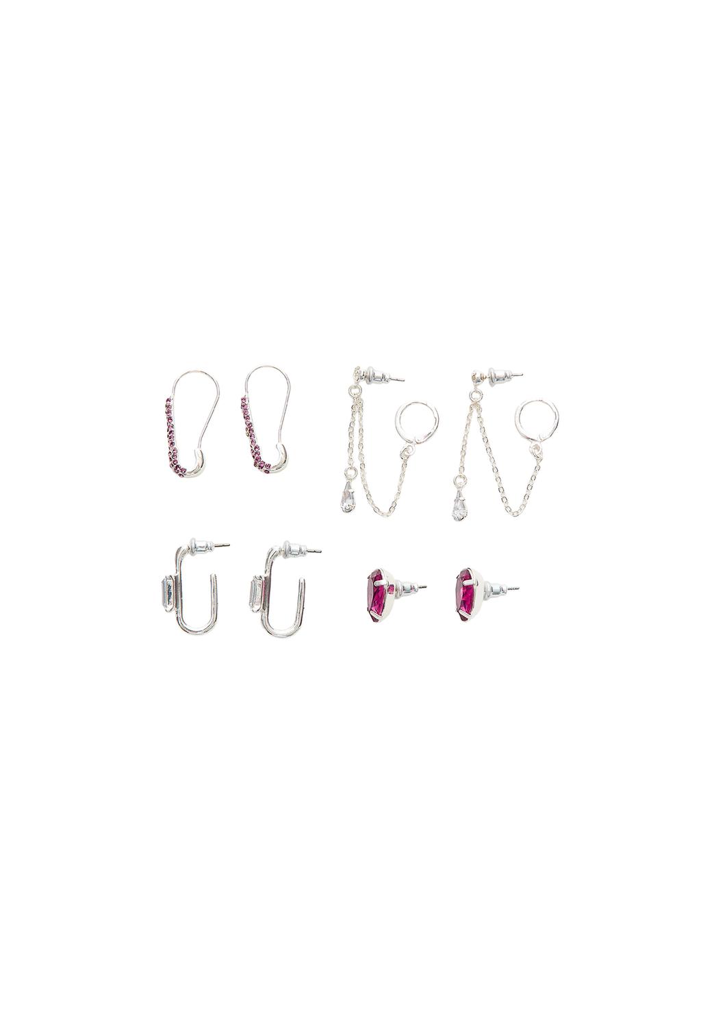 Set 4 pendientes brillos