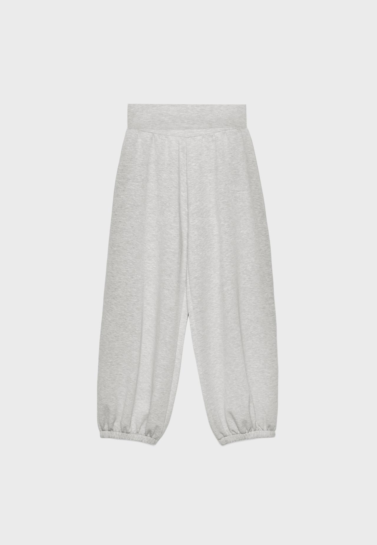Soft-touch balloon jogger trousers with turn-up waist — Grey melange