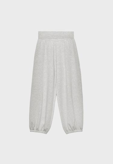 Soft-touch balloon jogger trousers with turn-up waist — Grey melange 6