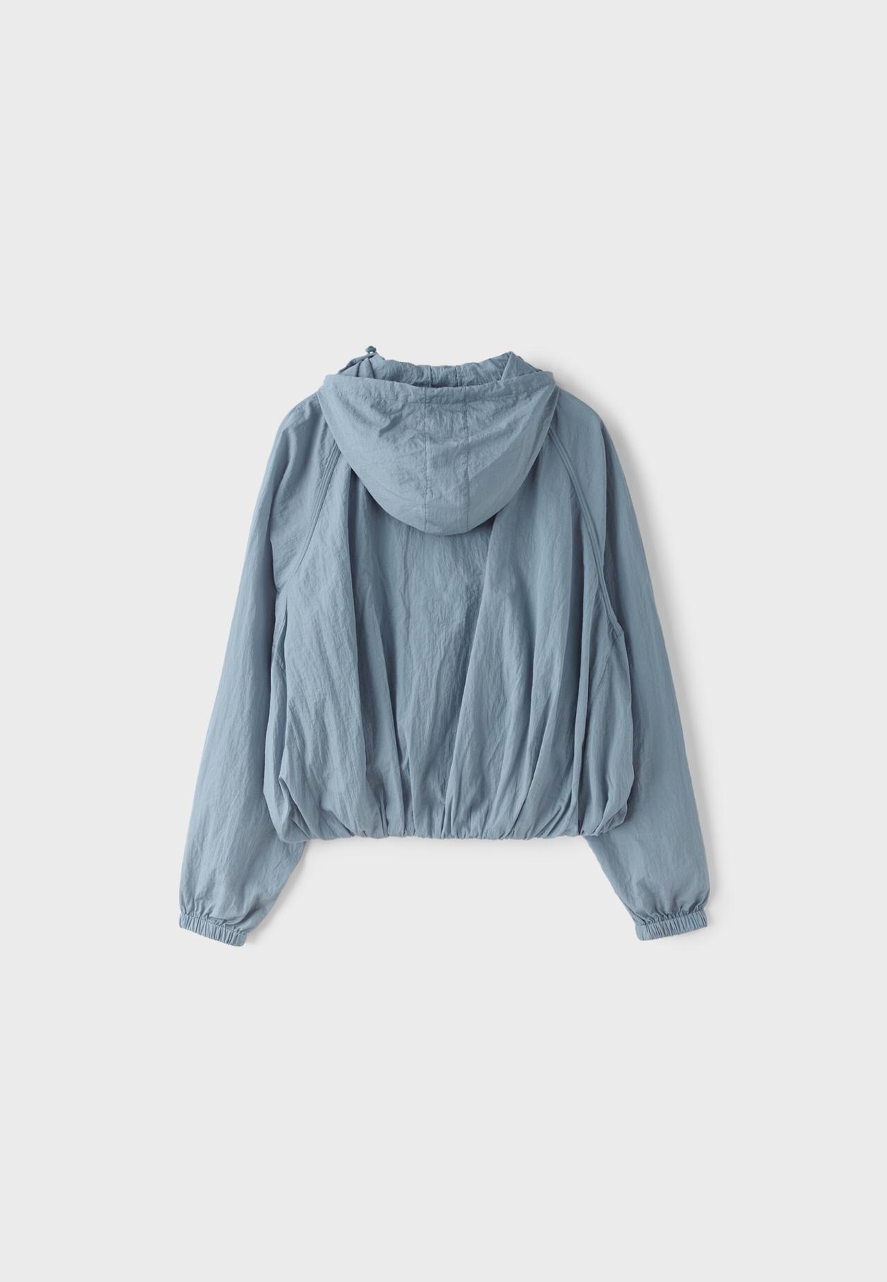 Cropped jacket with gathered detail — Sky blue
