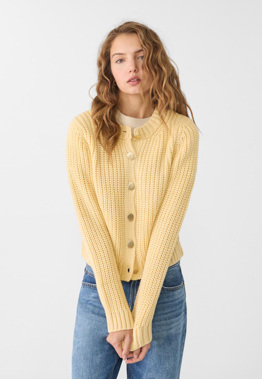 Knit cardigan with golden buttons