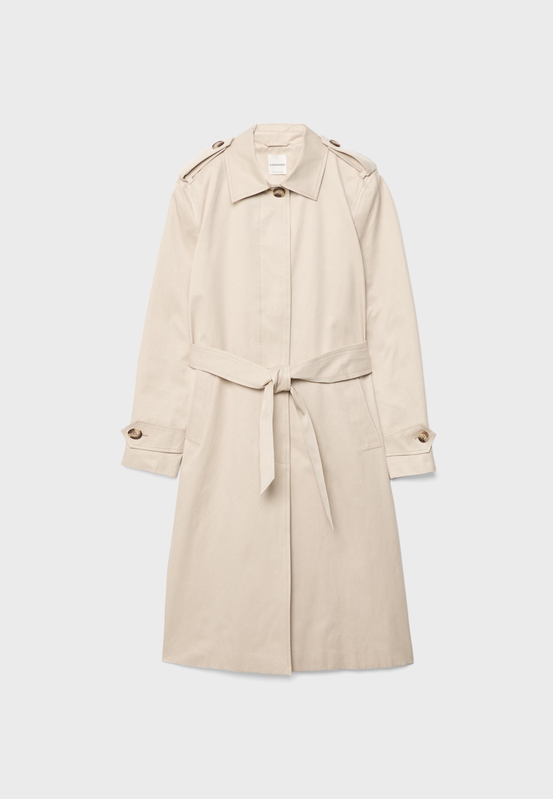 Long single-breasted trench coat — Stone