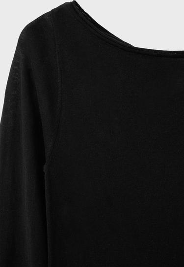 Basic wool and silk boat neck jumper — Black 10