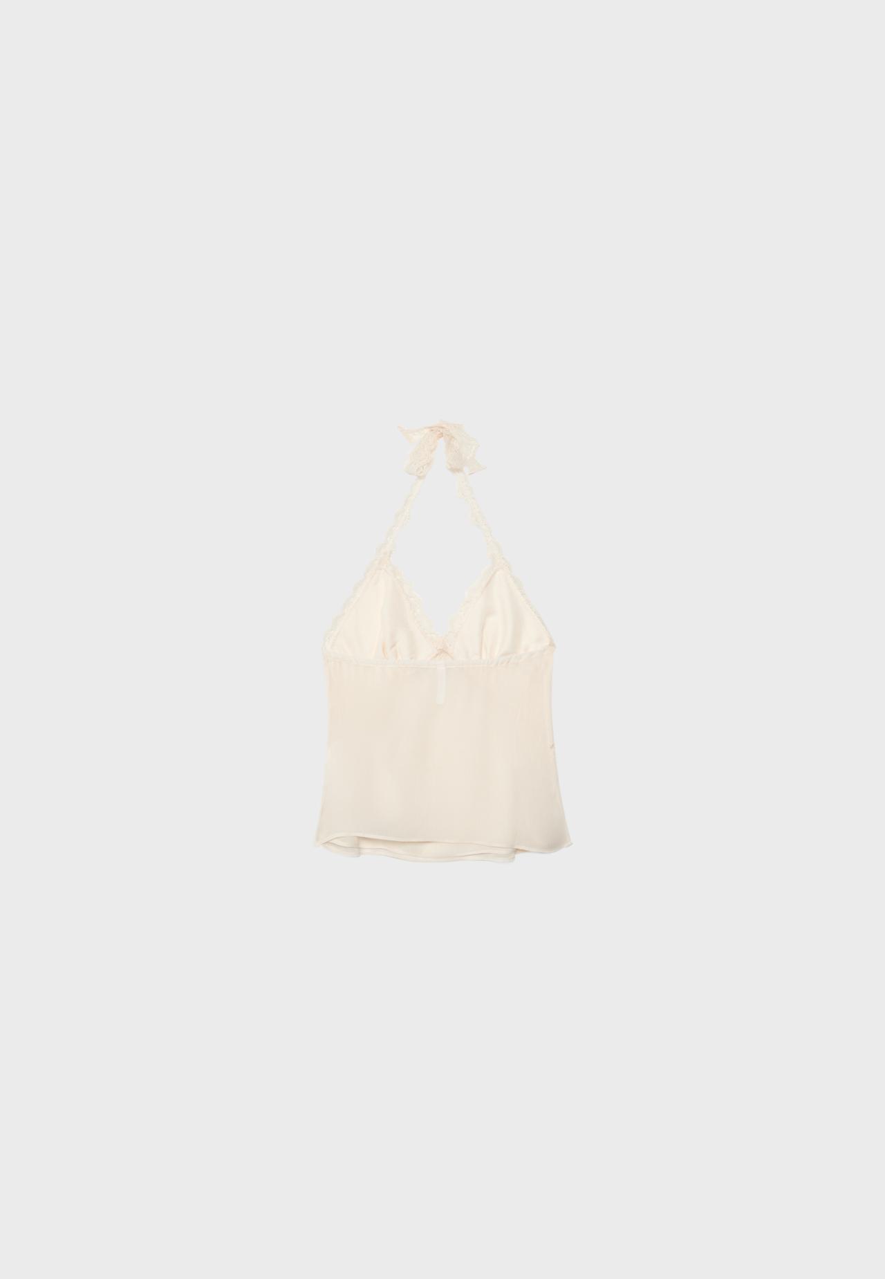 Lace detail halter top — Ecru