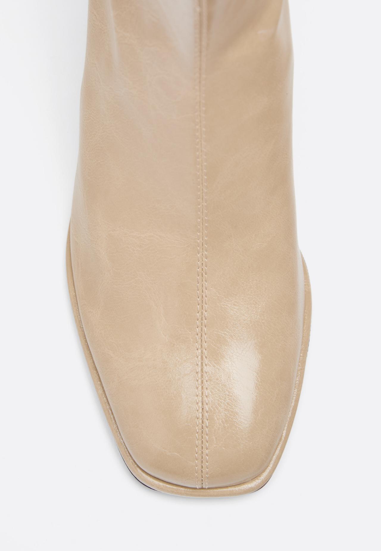 Block heel ankle boots — BEIGE