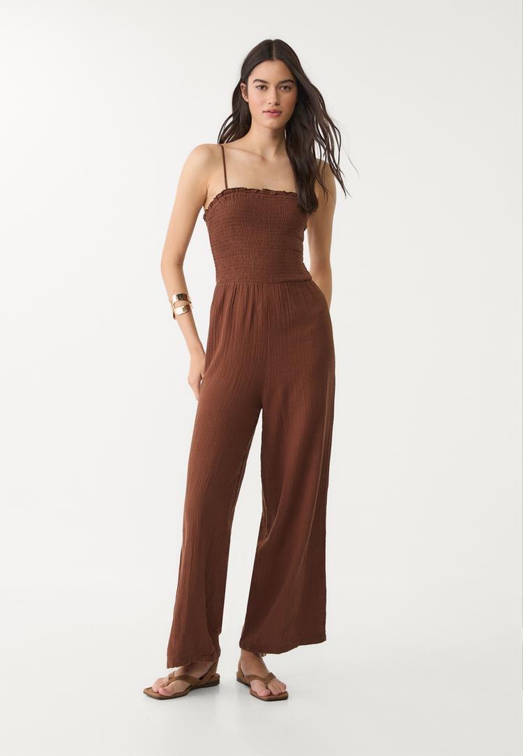 Stradivarius Splývavý Overal Na Ramínka Brown S