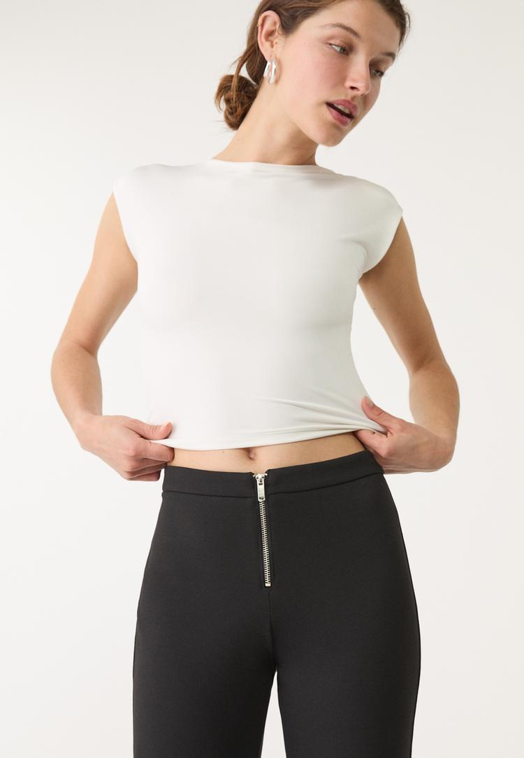 pantalon flare cremallera