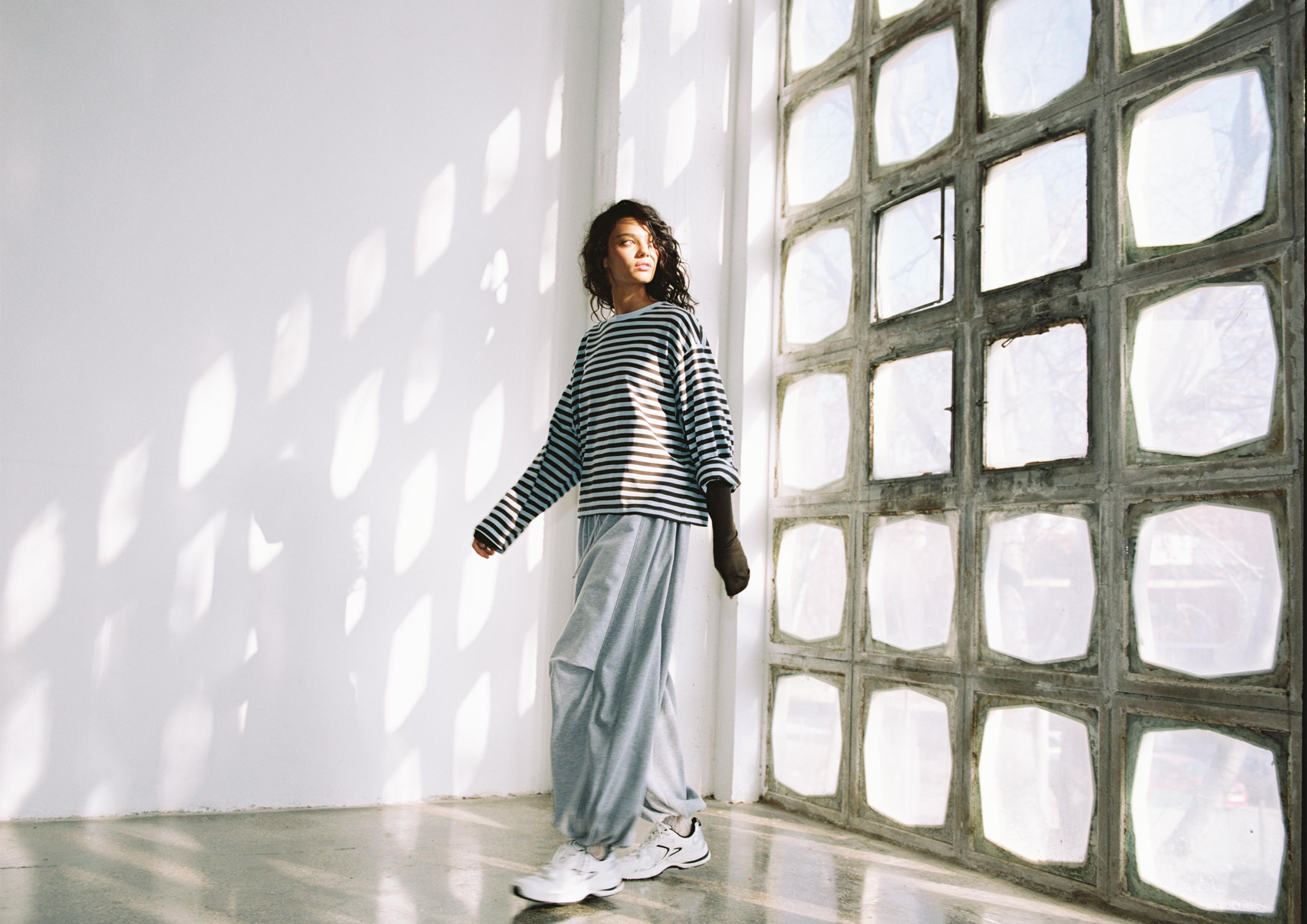 Balloon jogger trousers with toggles — Grey melange