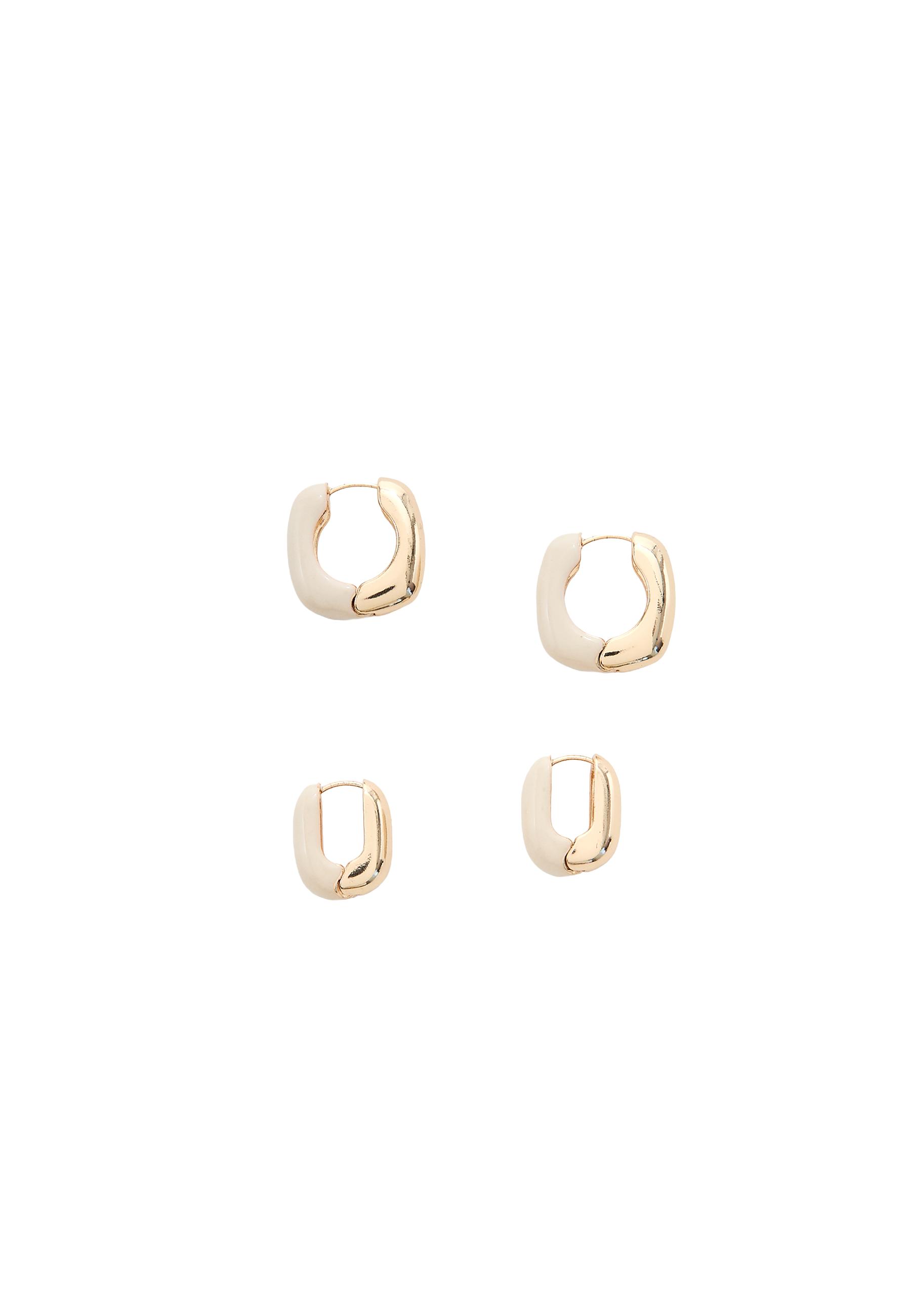 Set of 2 enamel hoop earrings — Gold