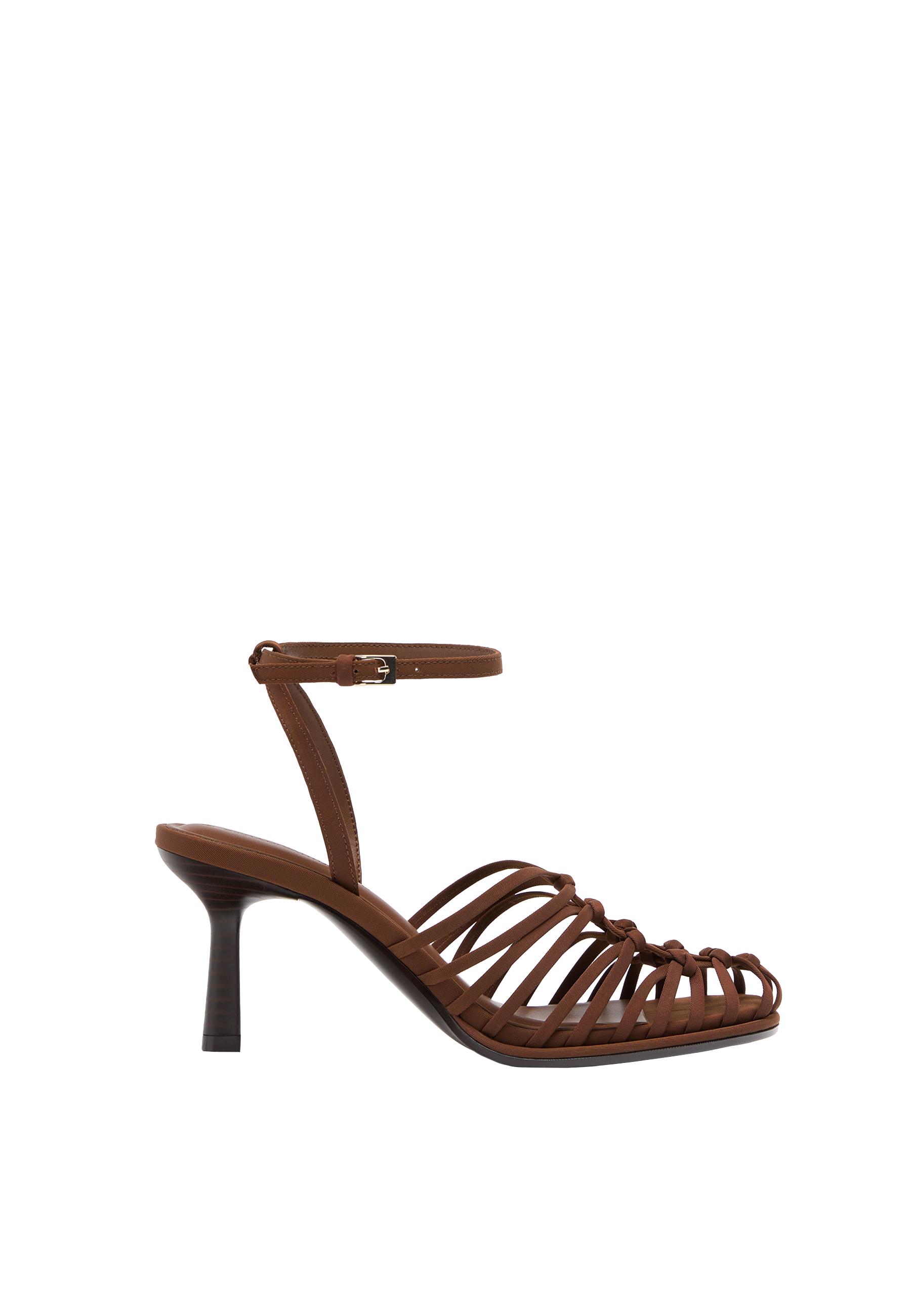 Heeled cage sandals — BROWN