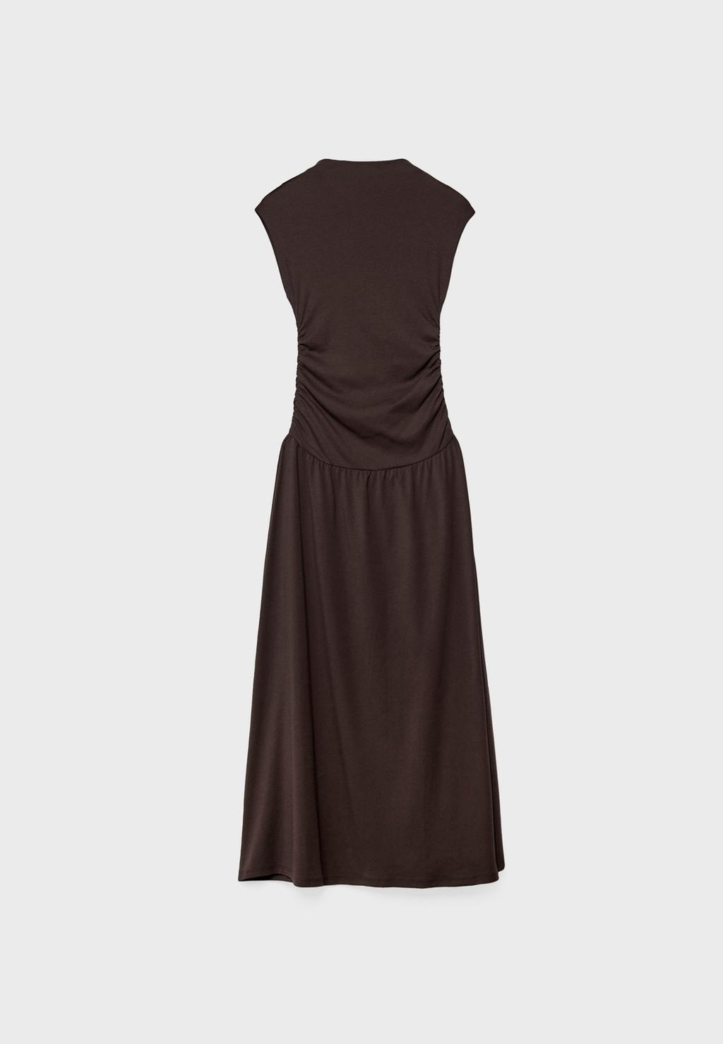 Funnel neck midi dress