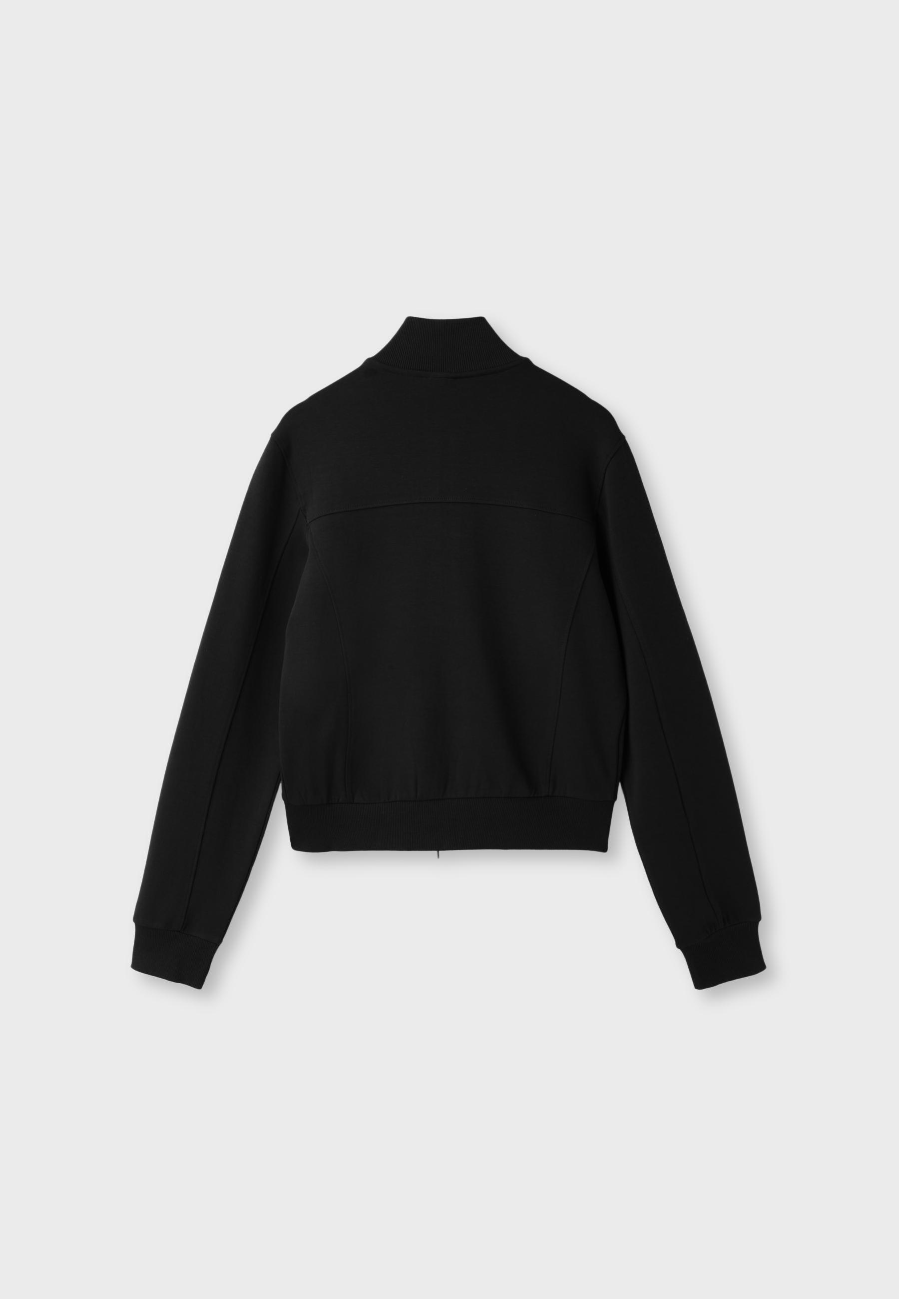 B09 Cropped High-Neck Zip-Up Sweatshirt — Black