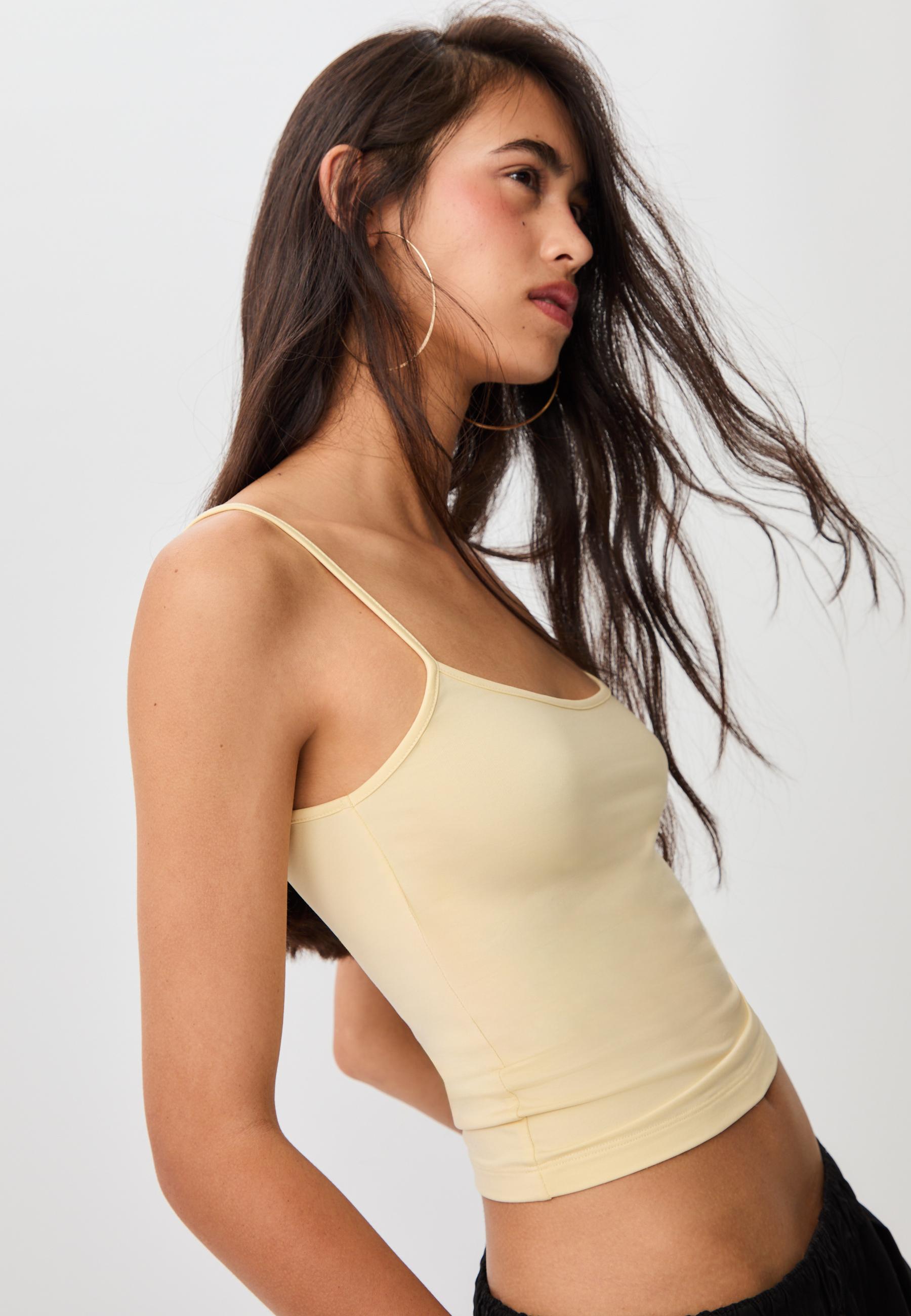Strappy polyamide top — Pastel yellow