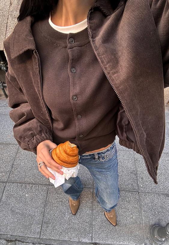 Stradivarius Button-Up Knit Cardigan Brown Xl