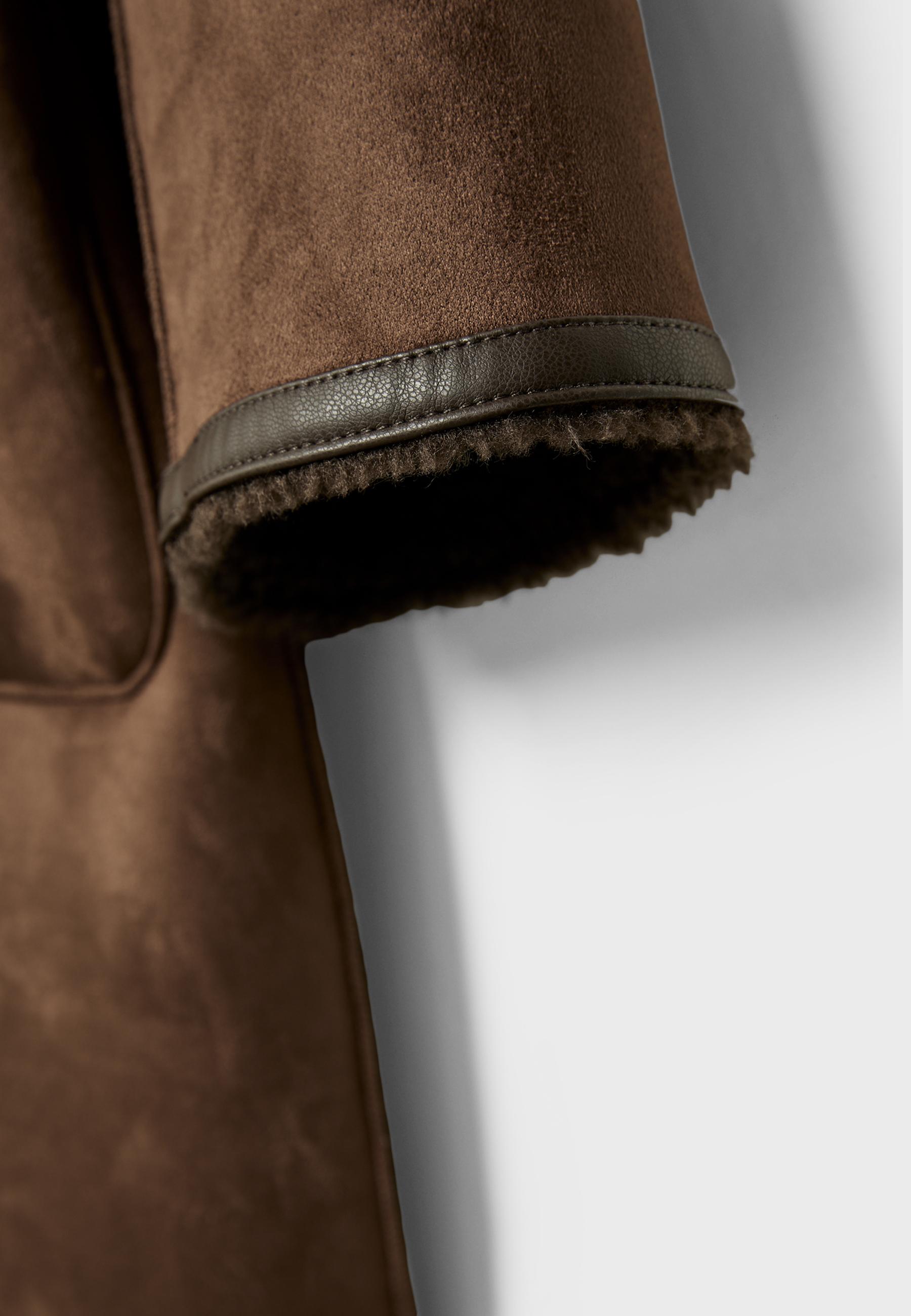 Long reversible double-faced coat — Brown