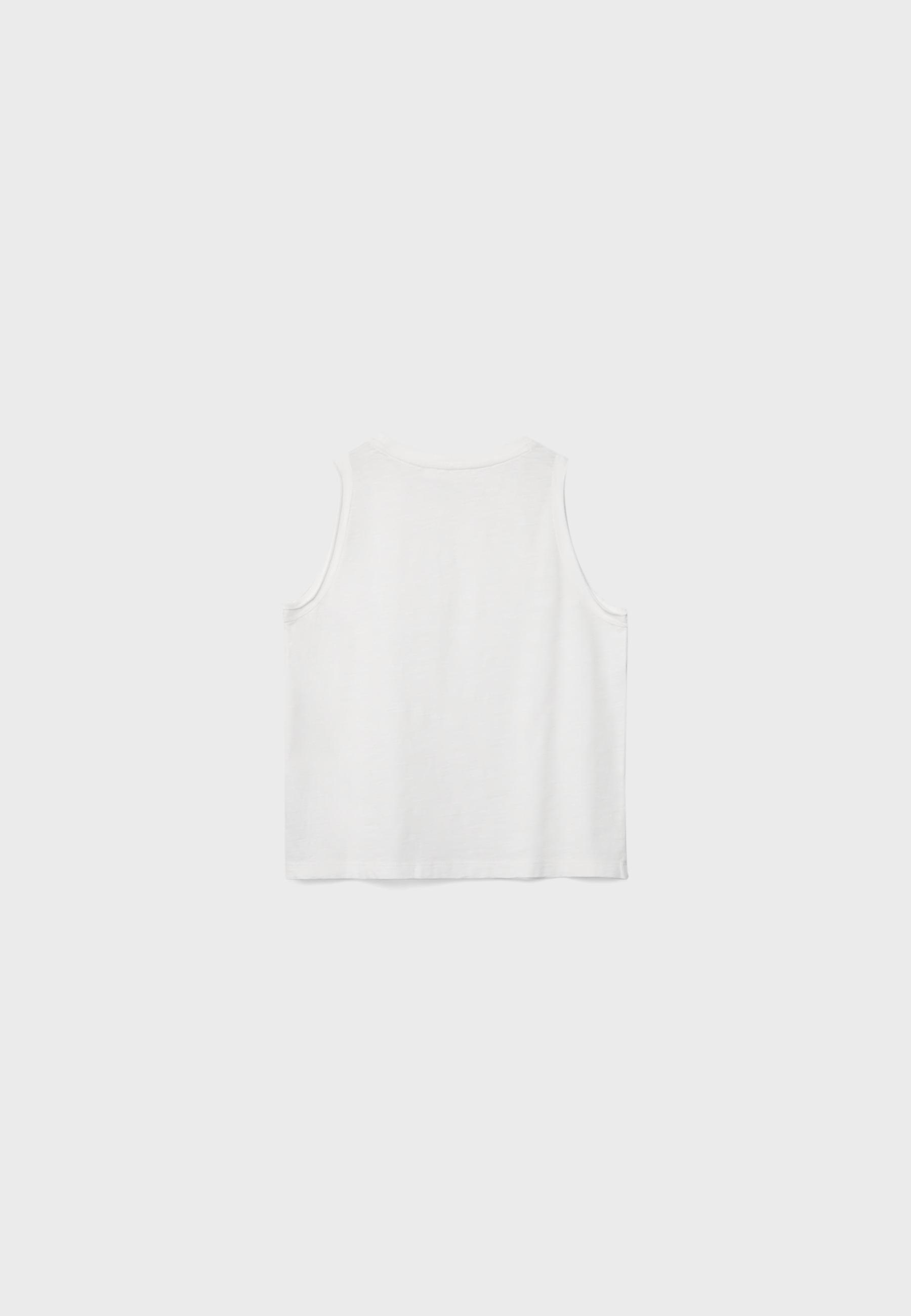 Sleeveless T-shirt with stud embroidery — Ecru