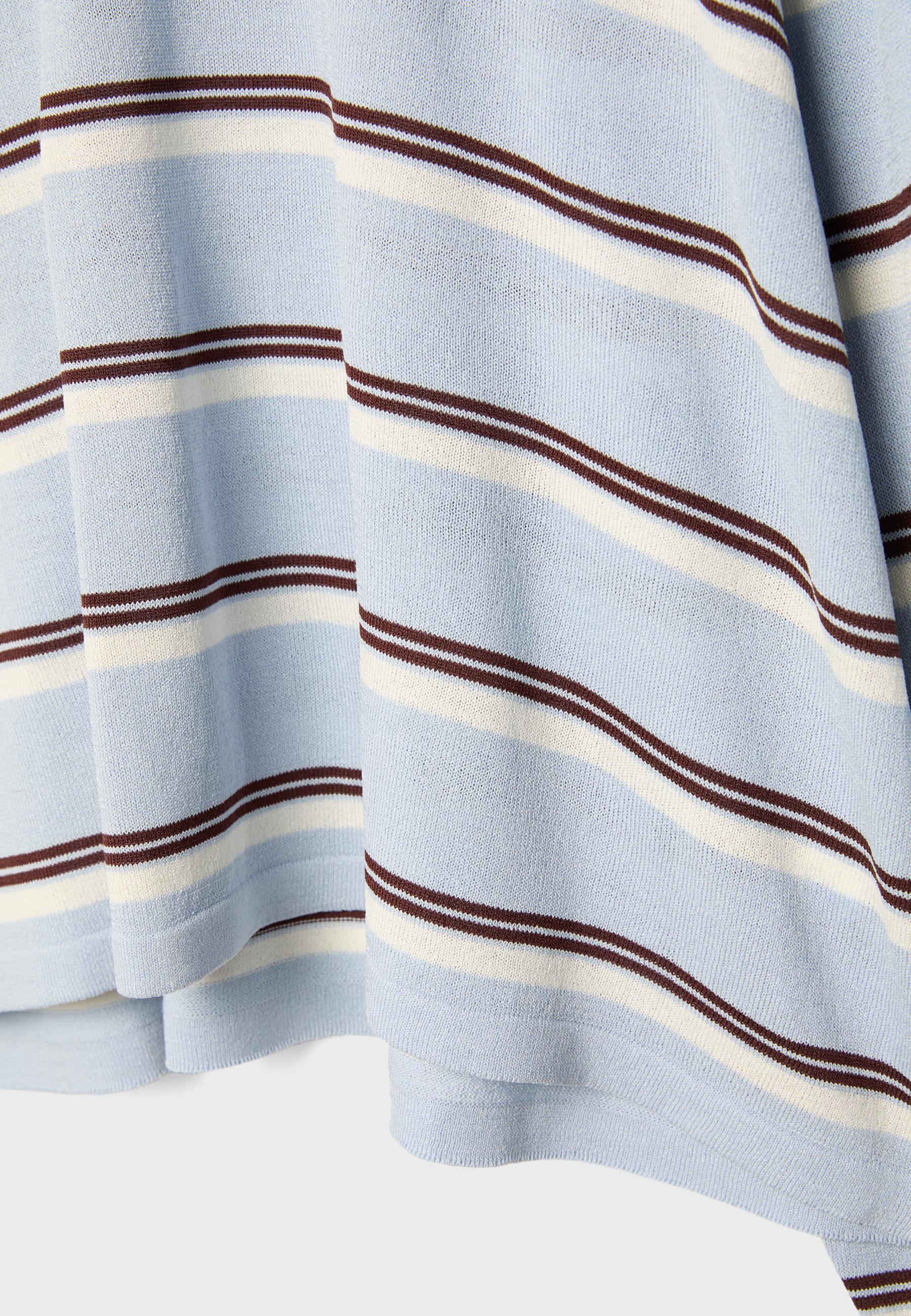 Fine knit striped jumper — Sky blue