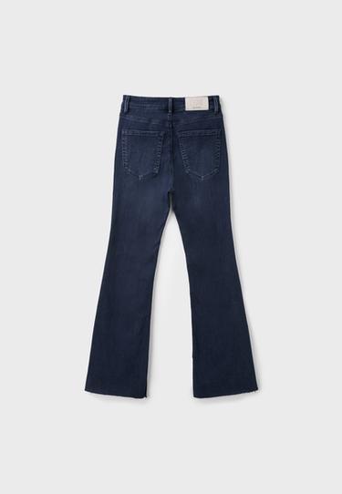 D74 bell bottom jeans with split — LIGHT GREY DENIM WASH 9