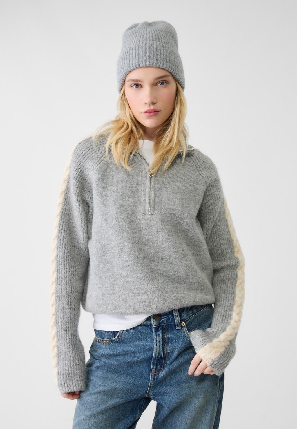 Knit jumper with zip