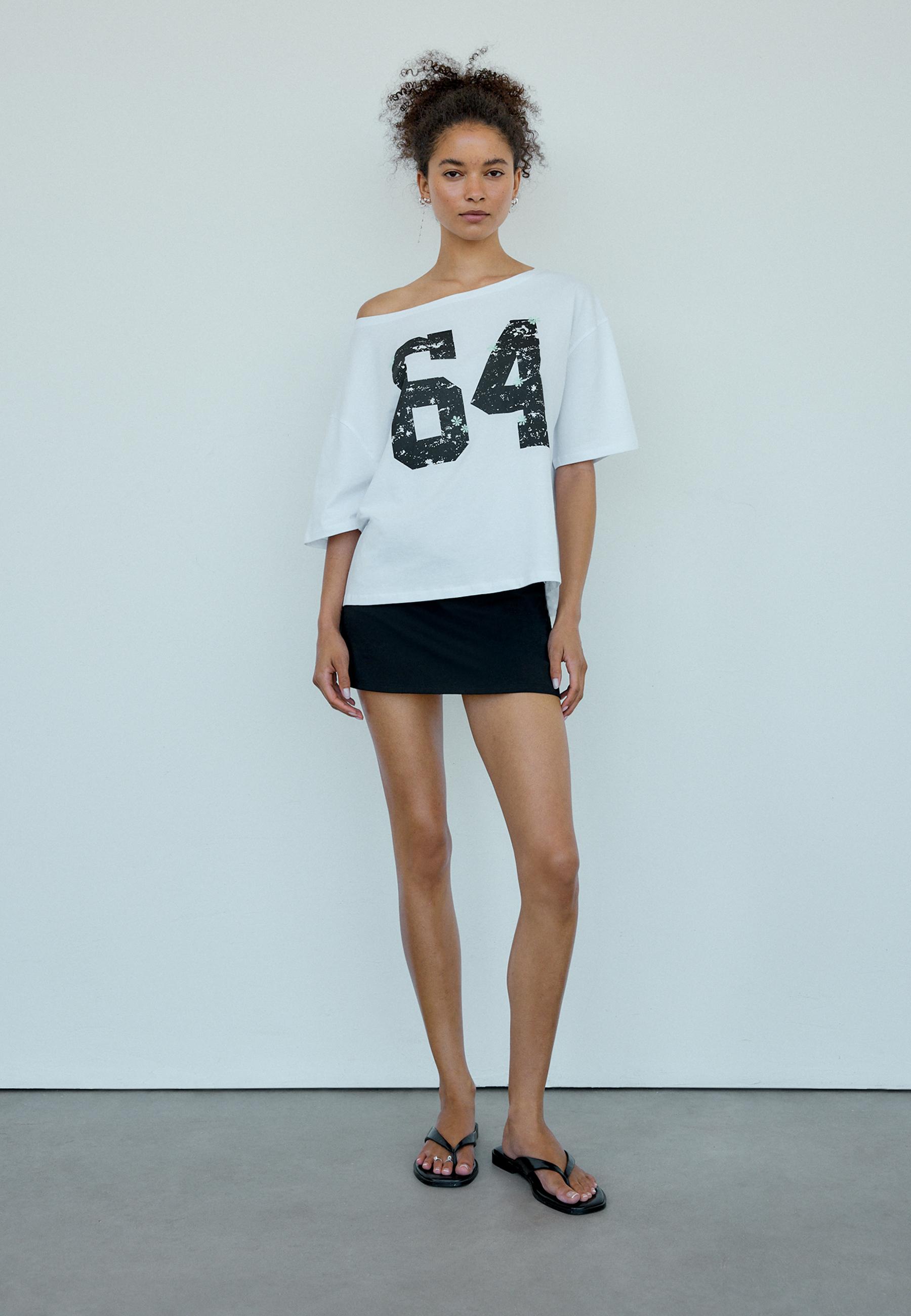 Stradivarius Positional baskılı t-shirt görsel 8