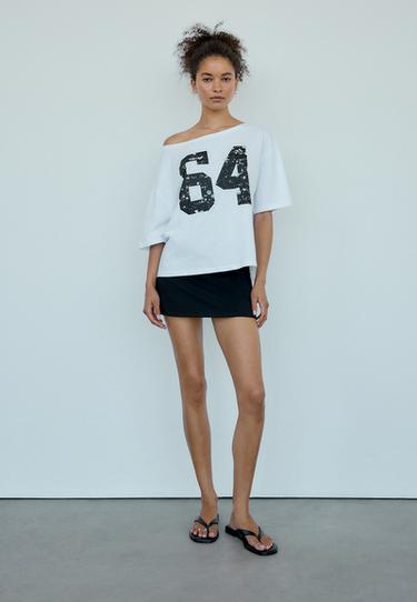 Positional print T-shirt 64 — Ecru 2