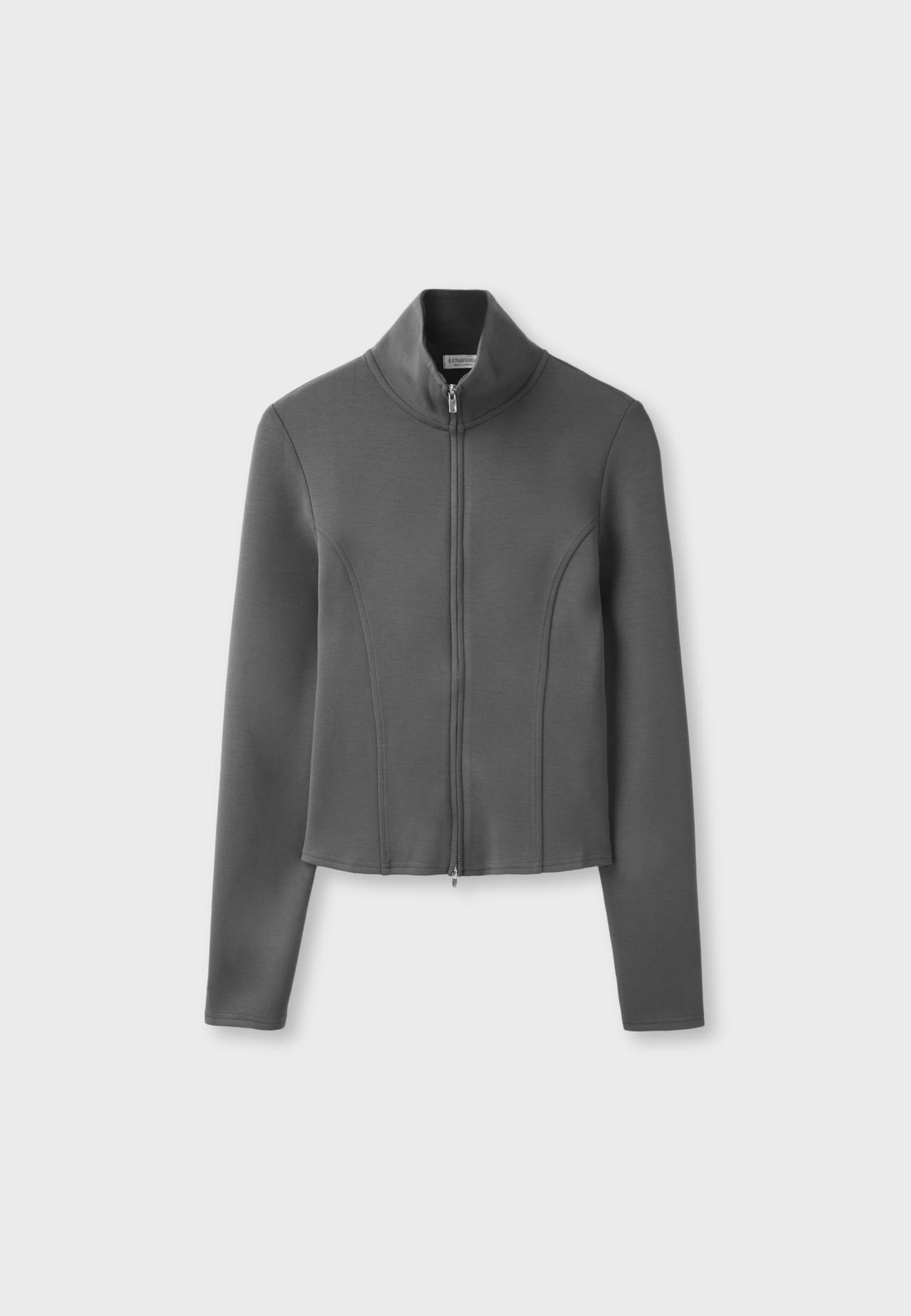 Soft-touch fitted zip-up sweatshirt — Grey