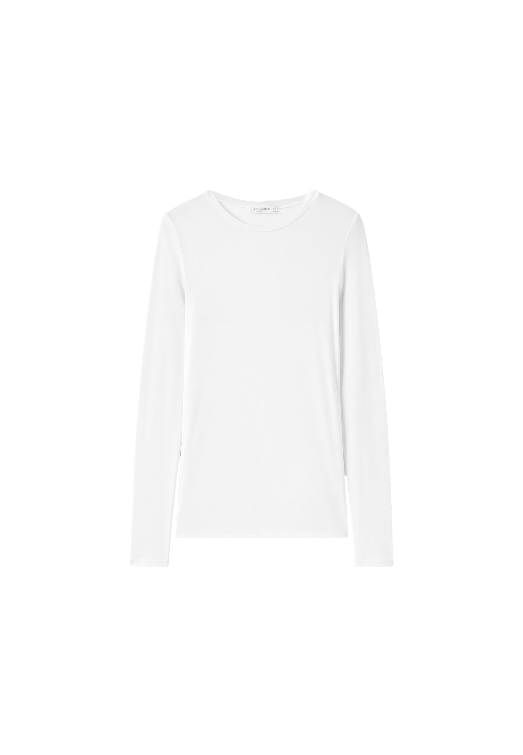 Stradivarius %100 supima® pamuklu uzun kollu t-shirt görsel 7